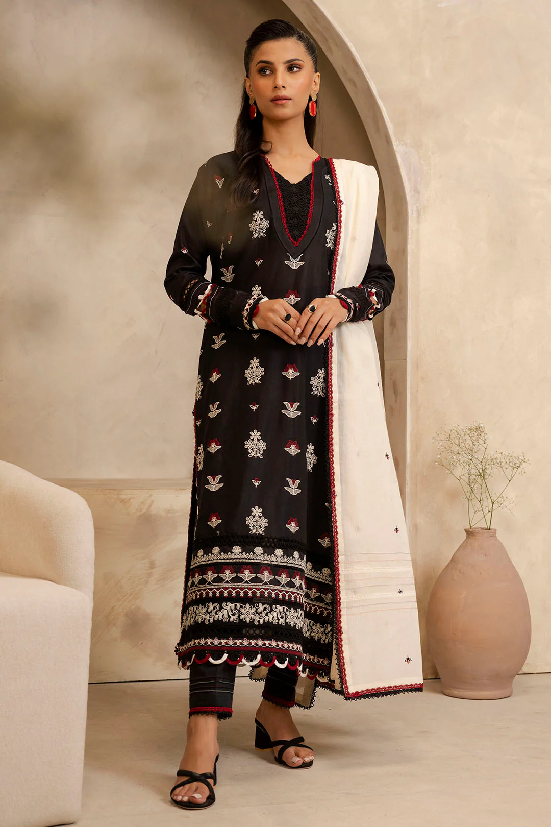 Embroidered Shirt Shalwar Dupatta - 0295 - Image 2