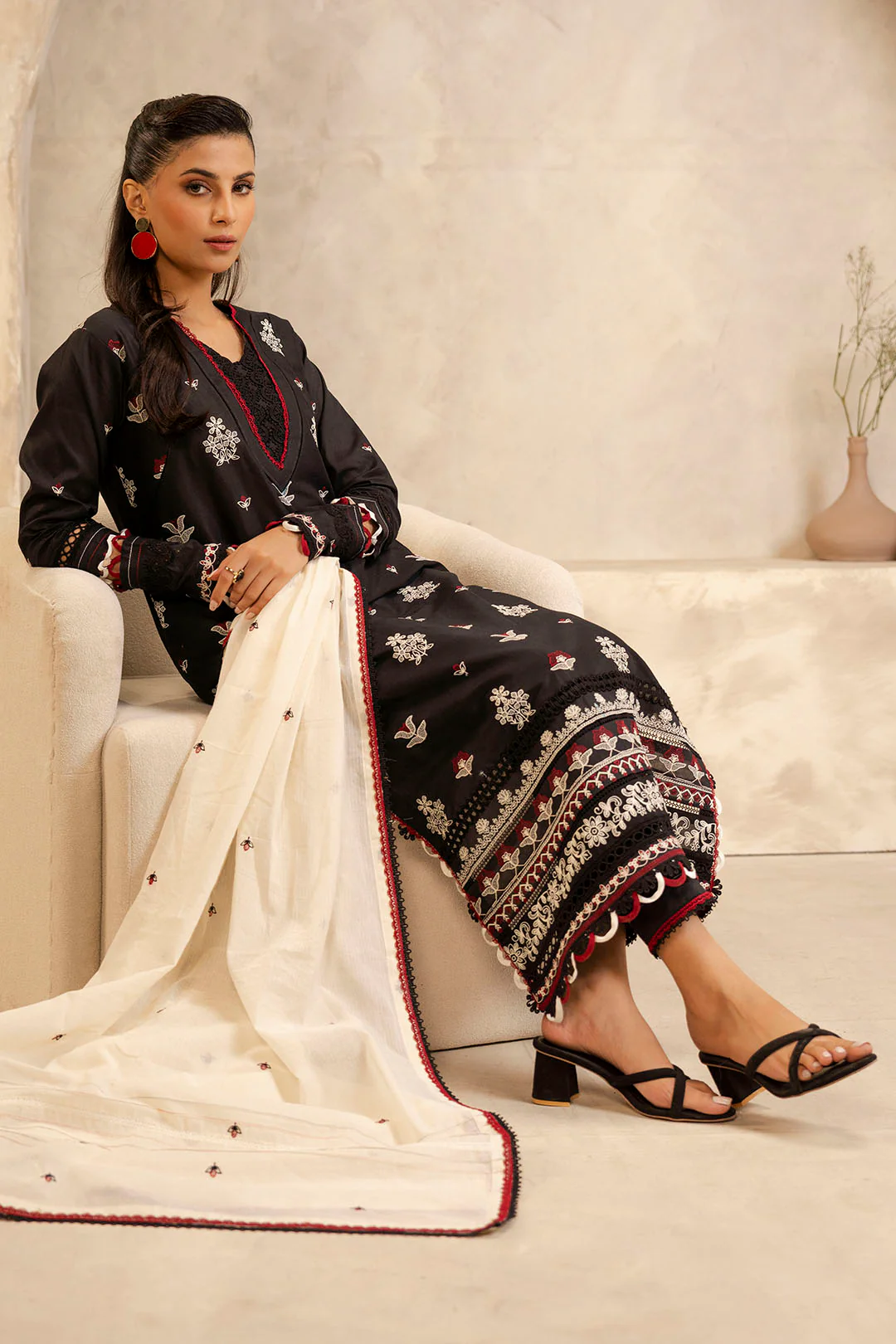 Embroidered Shirt Shalwar Dupatta - 0295 - Image 3