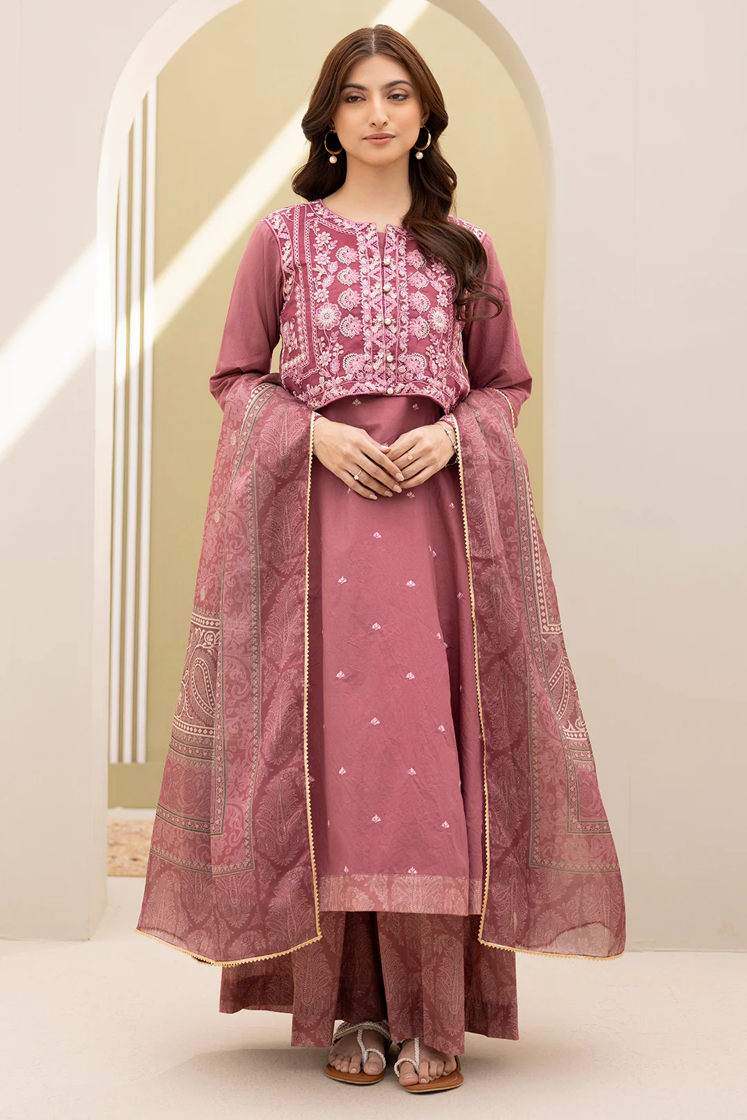 Embroidered Shirt Shalwar Dupatta - 0296 - Image 2