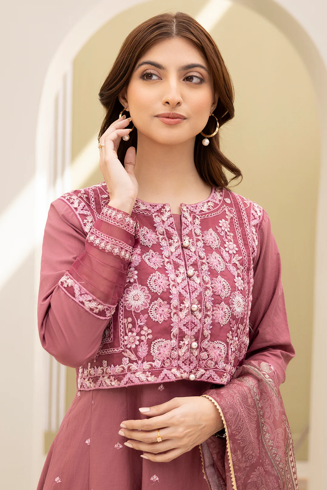 Embroidered Shirt Shalwar Dupatta - 0296 - Image 3