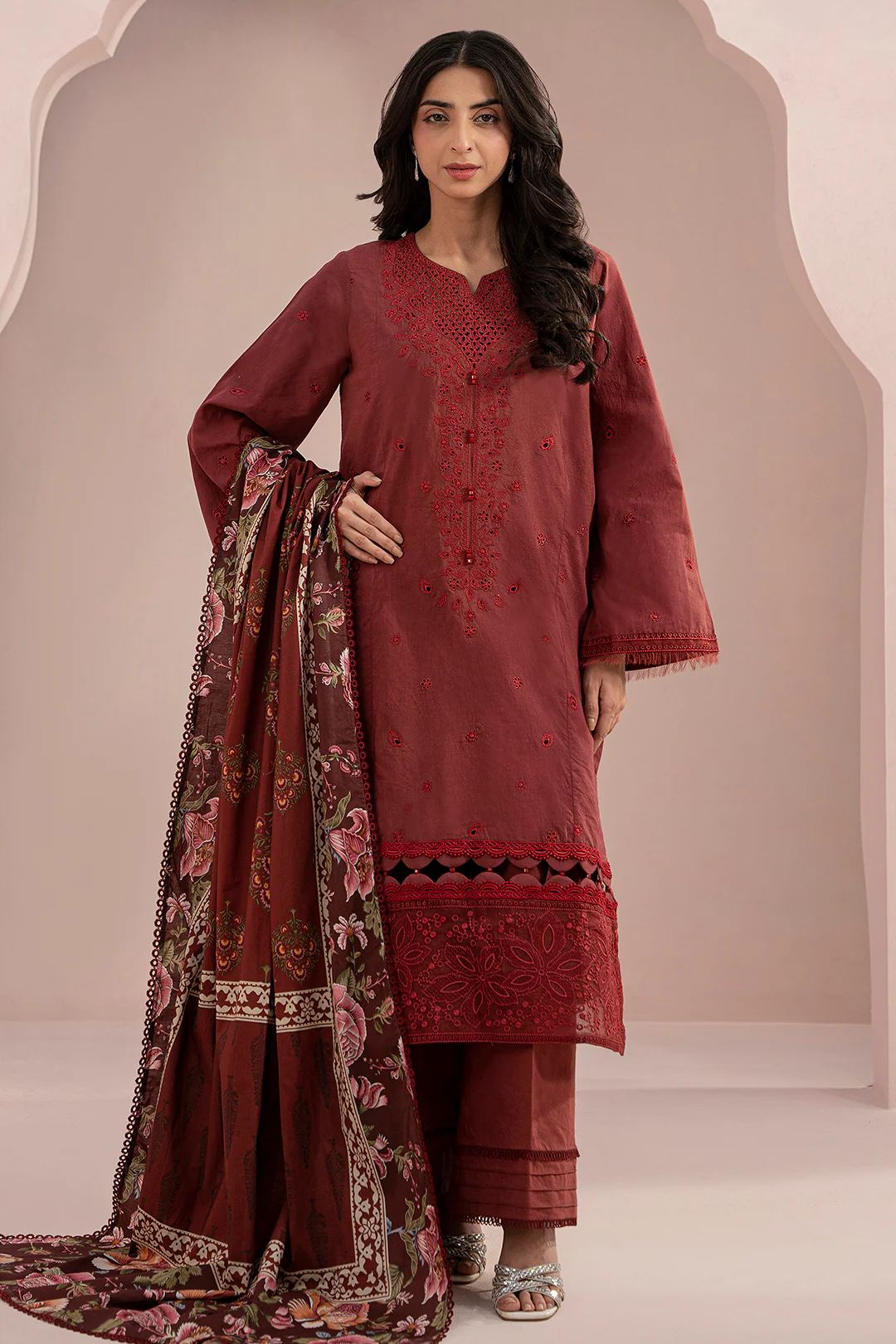 Embroidered Shirt Shalwar Dupatta - 0298 - Image 3