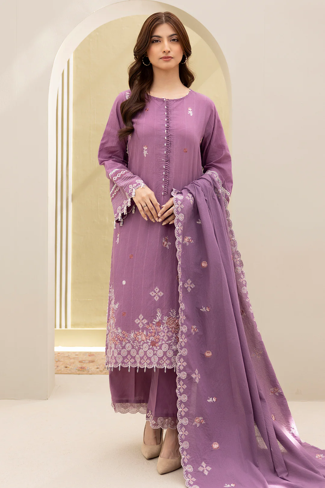 Embroidered Shirt Shalwar Dupatta - 0299 - Image 3