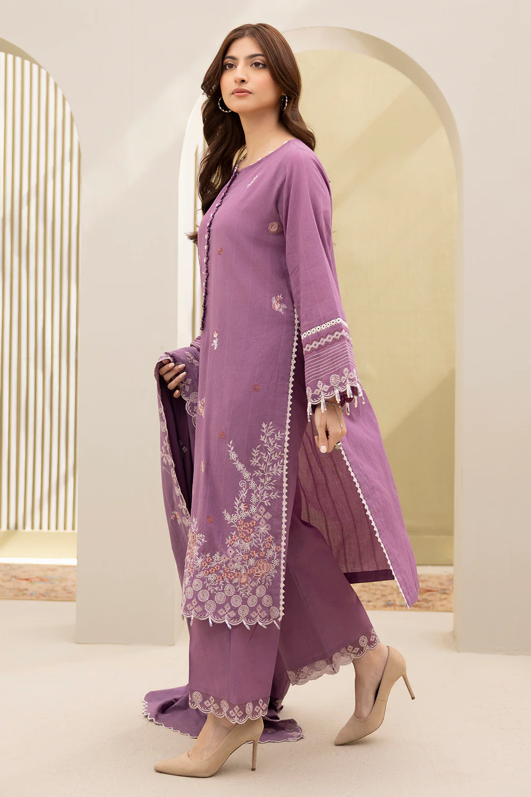 Embroidered Shirt Shalwar Dupatta - 0299 - Image 5