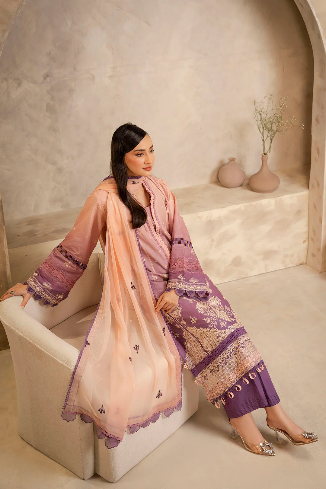 Embroidered Shirt Shalwar Dupatta - 0300 - Image 3