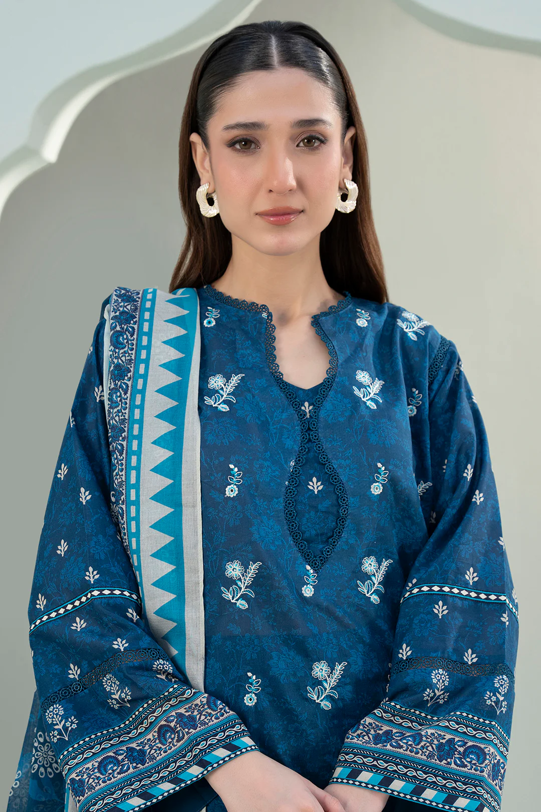 Embroidered Shirt Shalwar Dupatta - 0340 - Image 3