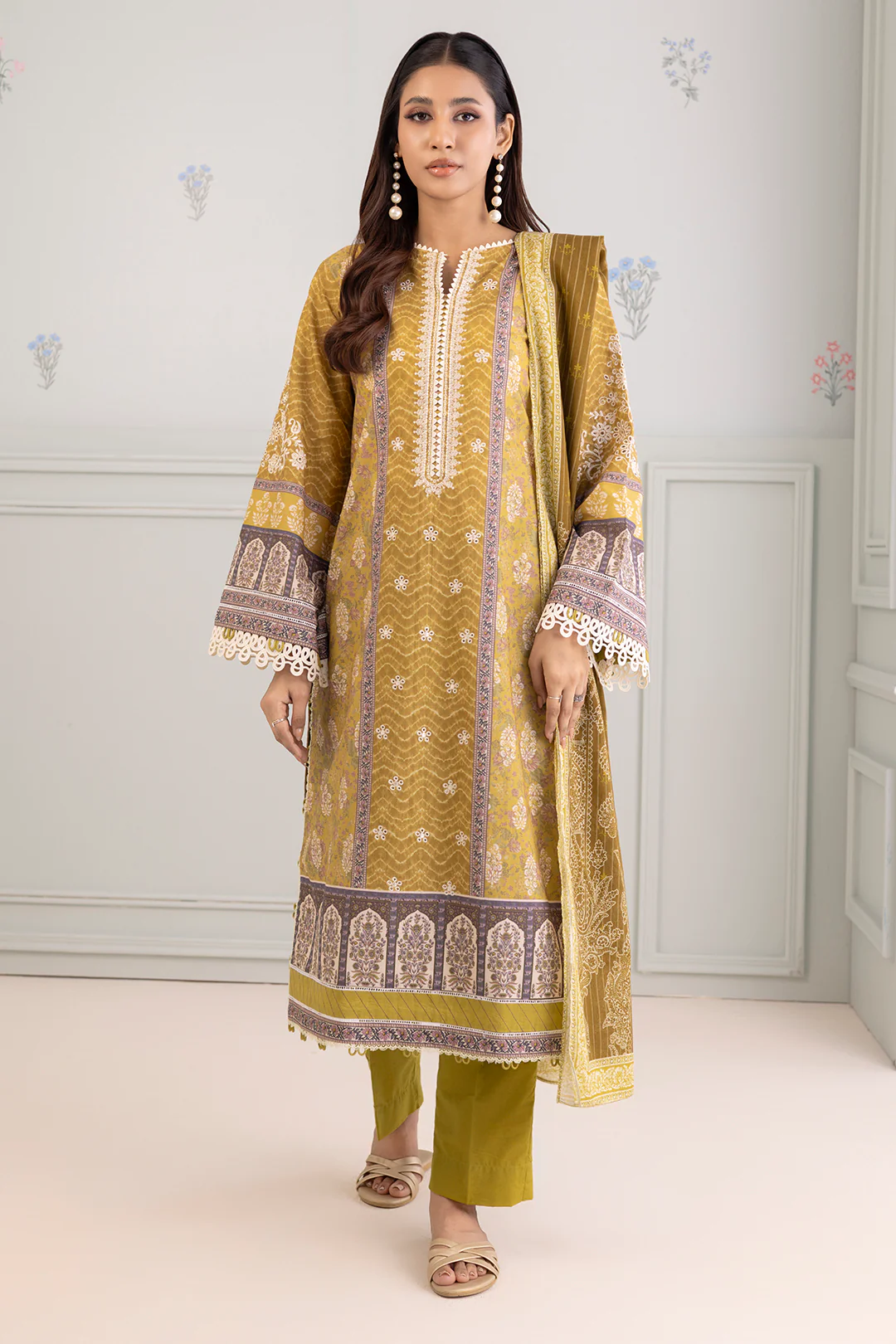 Embroidered Shirt Shalwar Dupatta - 0342 - Image 4
