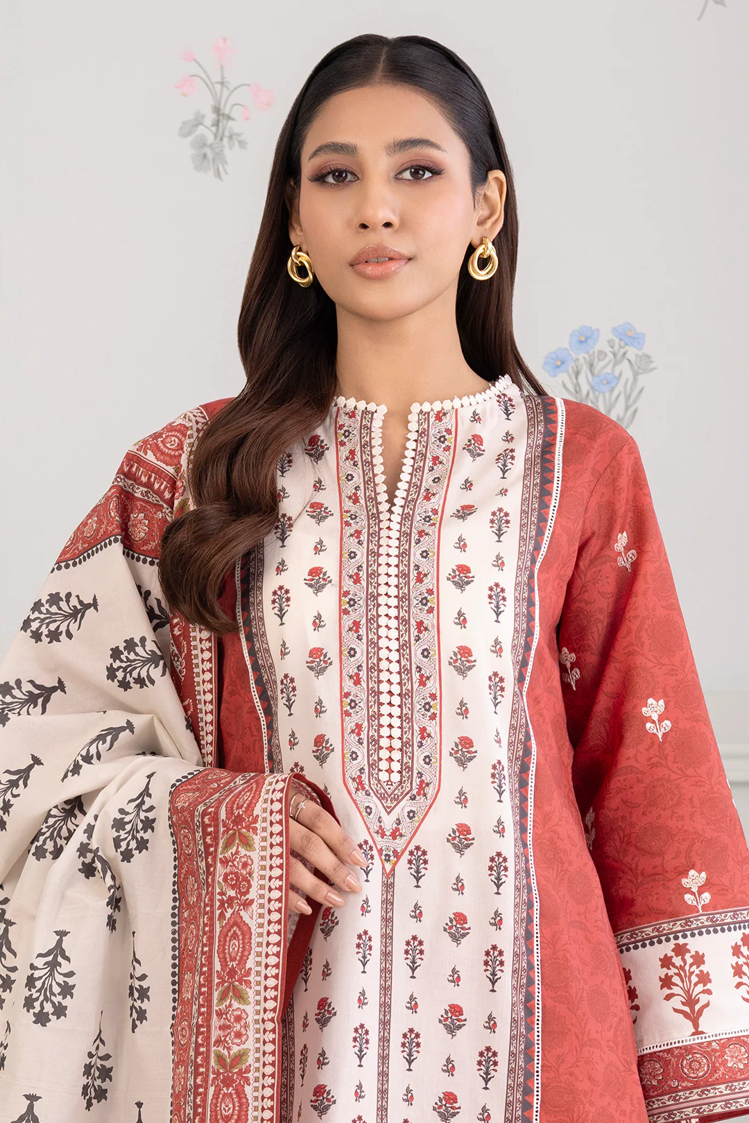 Embroidered Shirt Shalwar Dupatta - 0344 - Image 2