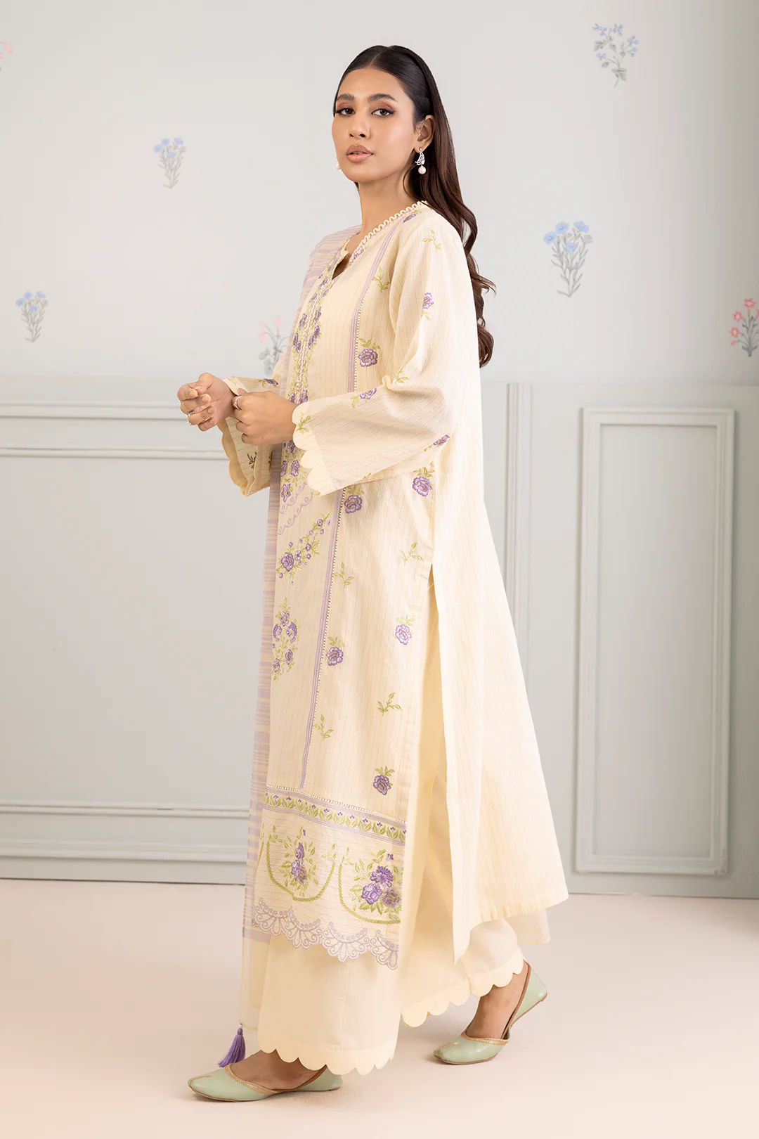 Embroidered Shirt Shalwar Dupatta - 0345 - Image 5
