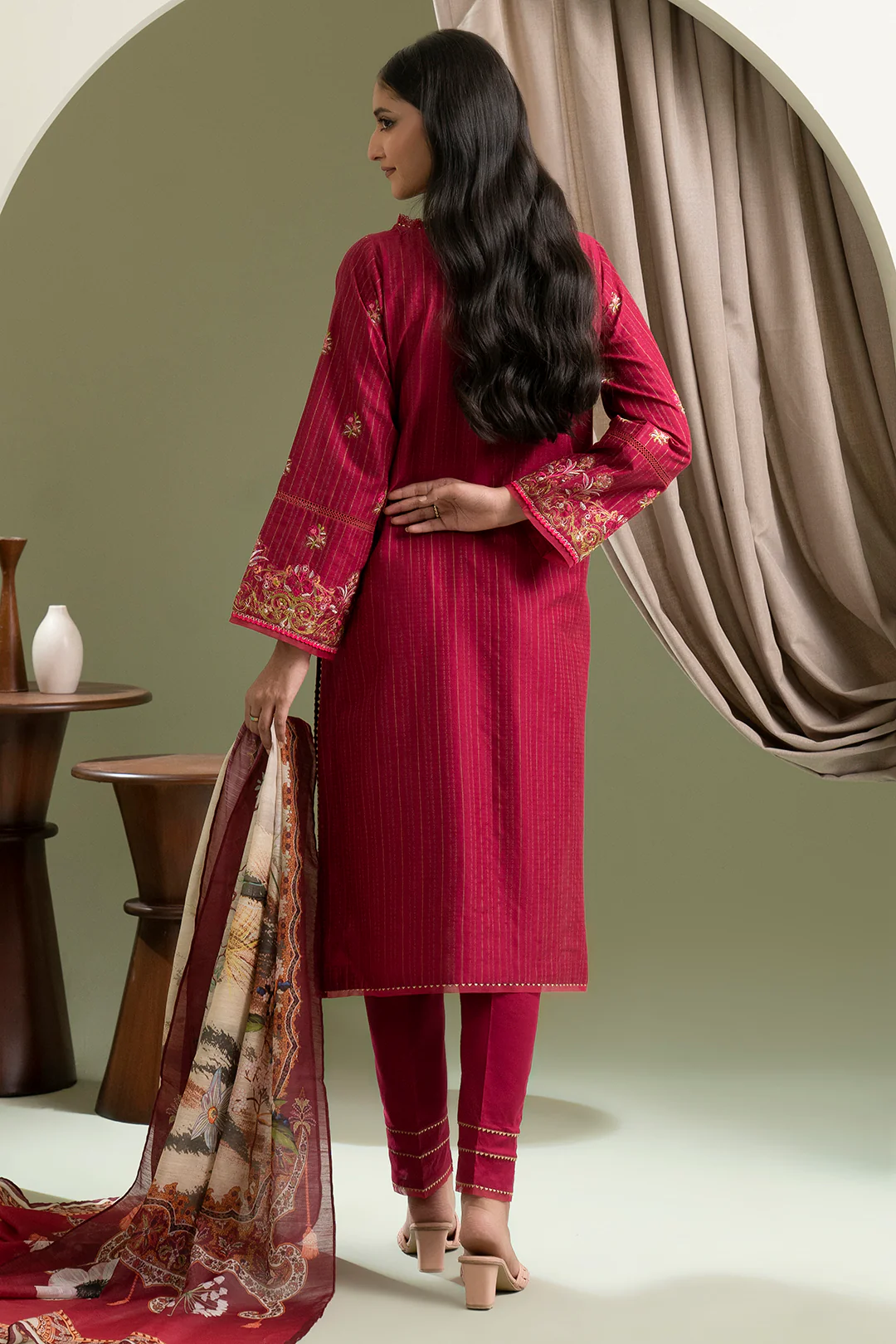 Embroidered Shirt Shalwar Dupatta - 0346 - Image 10