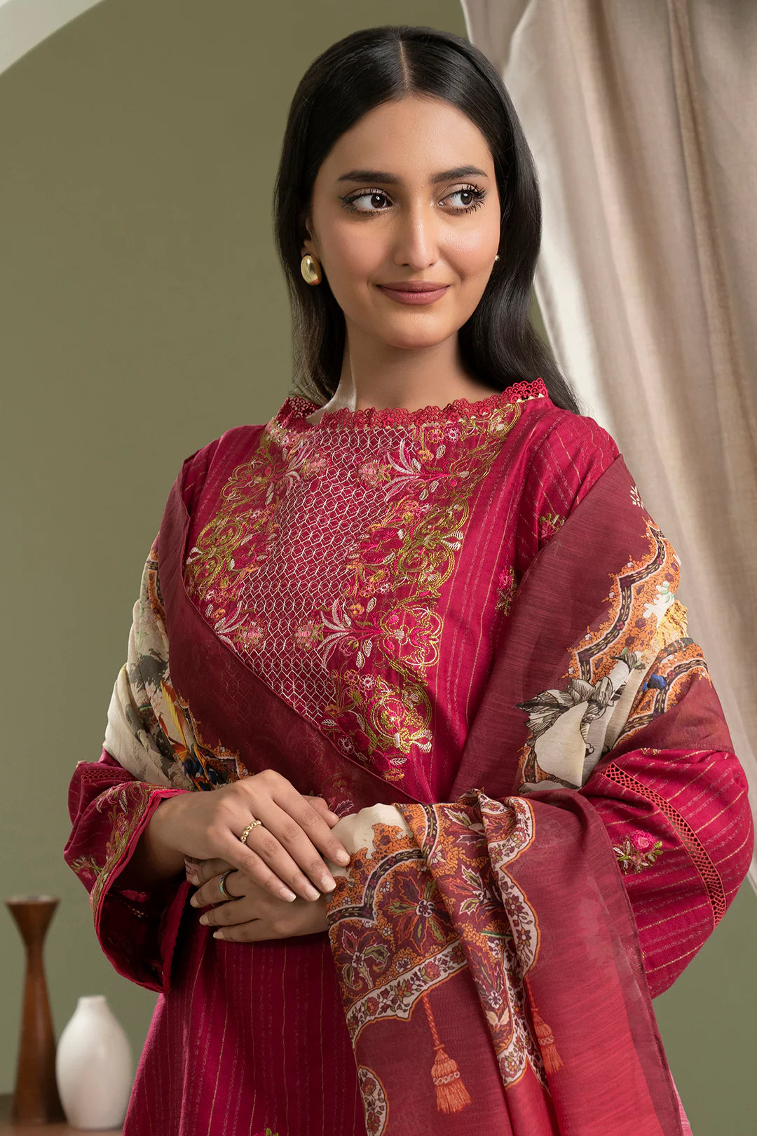 Embroidered Shirt Shalwar Dupatta - 0346 - Image 2