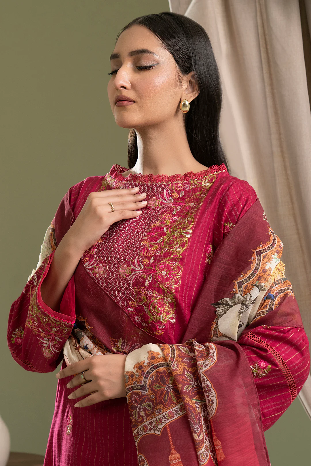 Embroidered Shirt Shalwar Dupatta - 0346 - Image 3