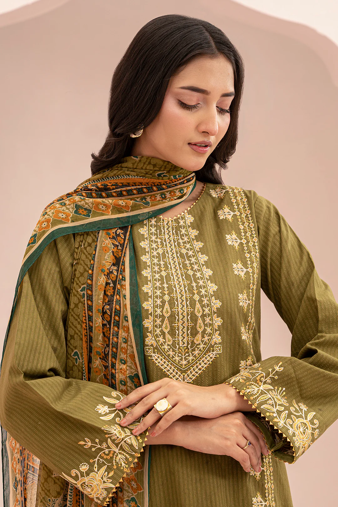 Embroidered Shirt Shalwar Dupatta - 0347 - Image 2