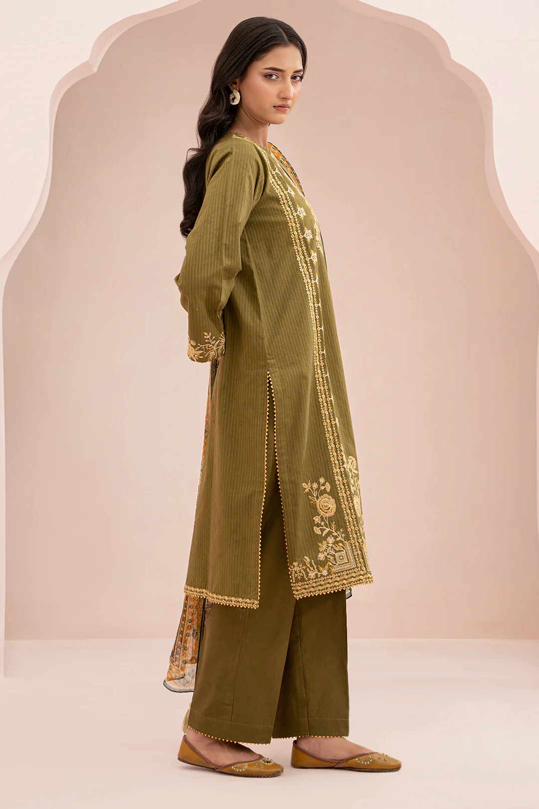 Embroidered Shirt Shalwar Dupatta - 0347 - Image 5
