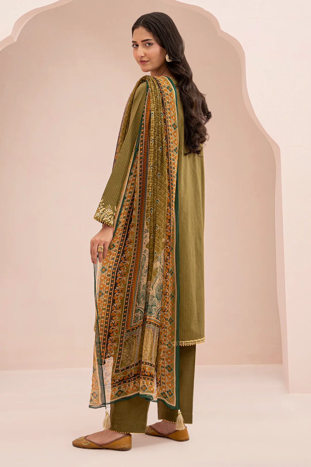 Embroidered Shirt Shalwar Dupatta - 0347 - Image 7