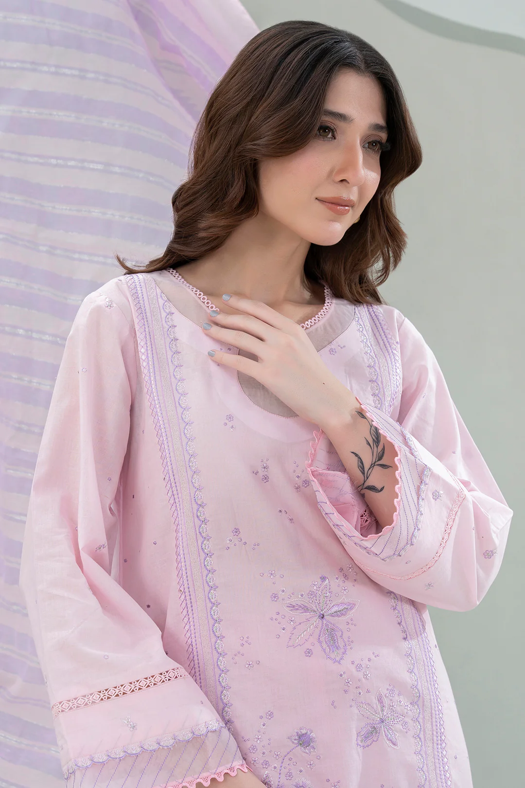Embroidered Shirt Shalwar Dupatta - 0350 - Image 2