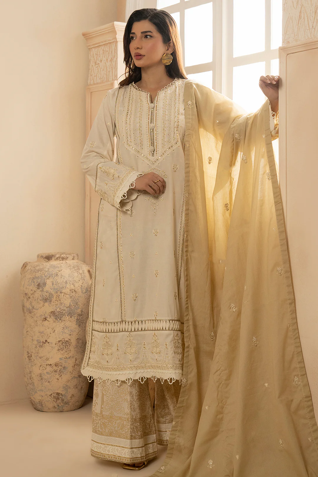Embroidered Shirt Shalwar Dupatta - 0351 - Image 7