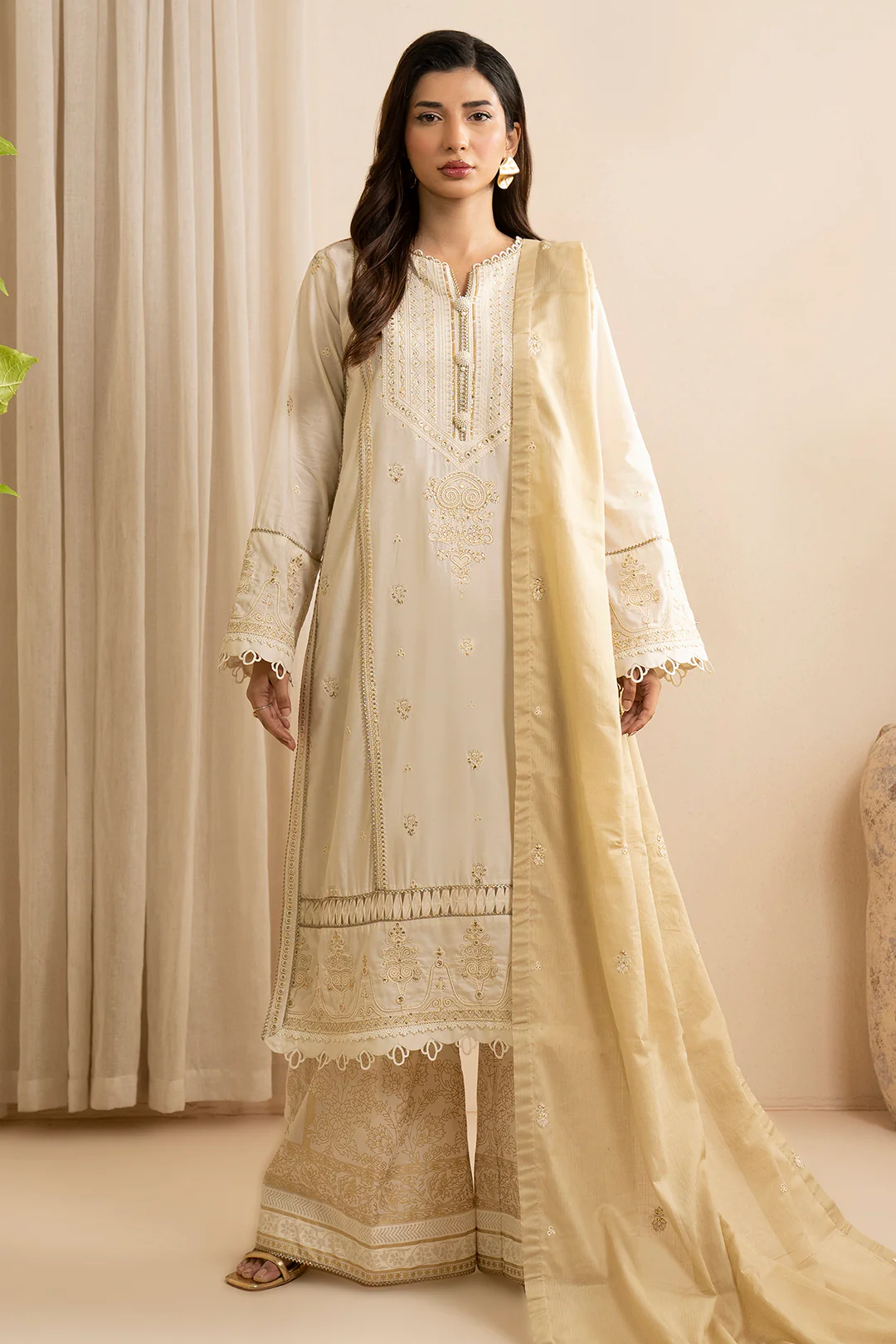 Embroidered Shirt Shalwar Dupatta - 0351 - Image 9