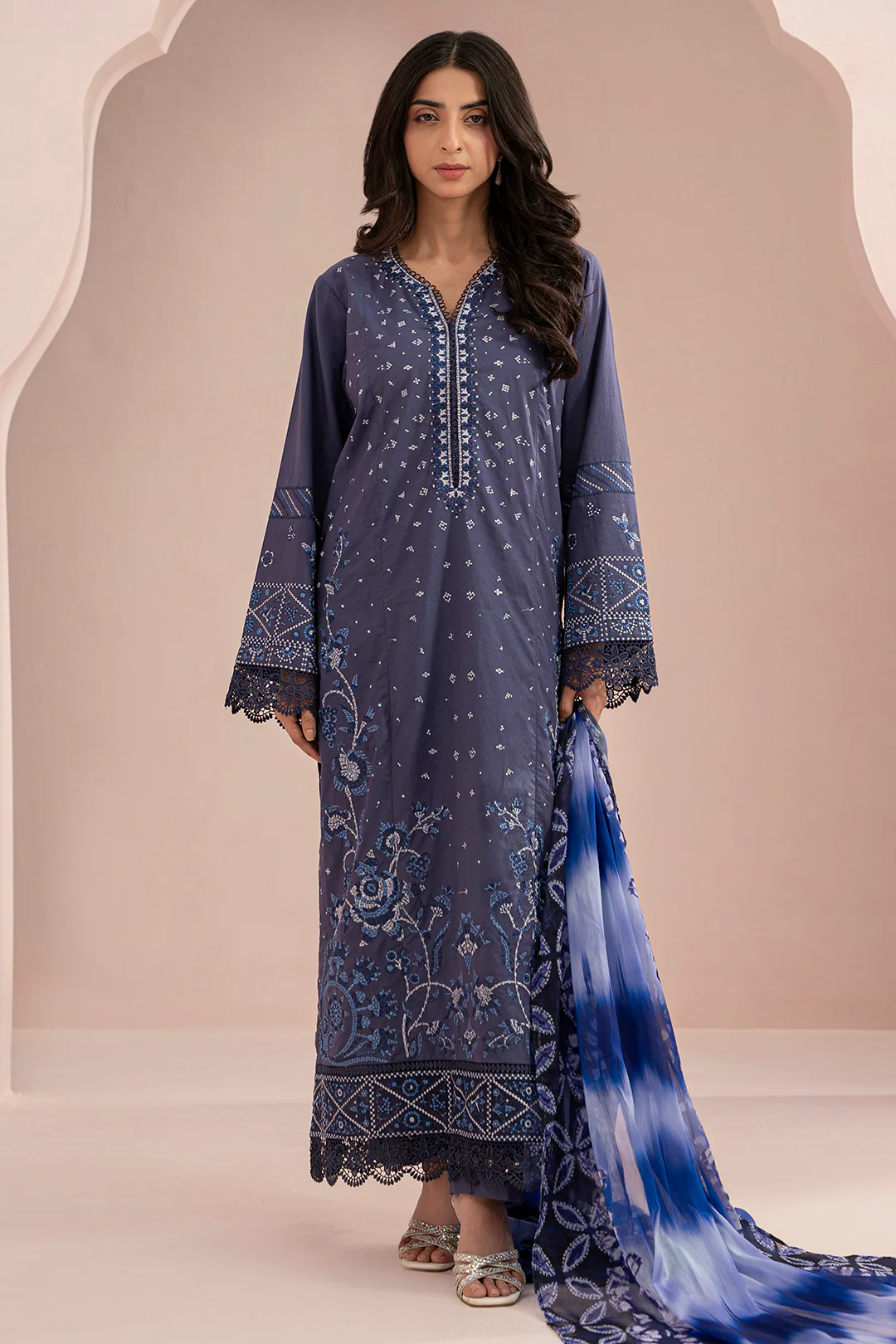 Embroidered Shirt Shalwar Dupatta - 0352 - Image 2