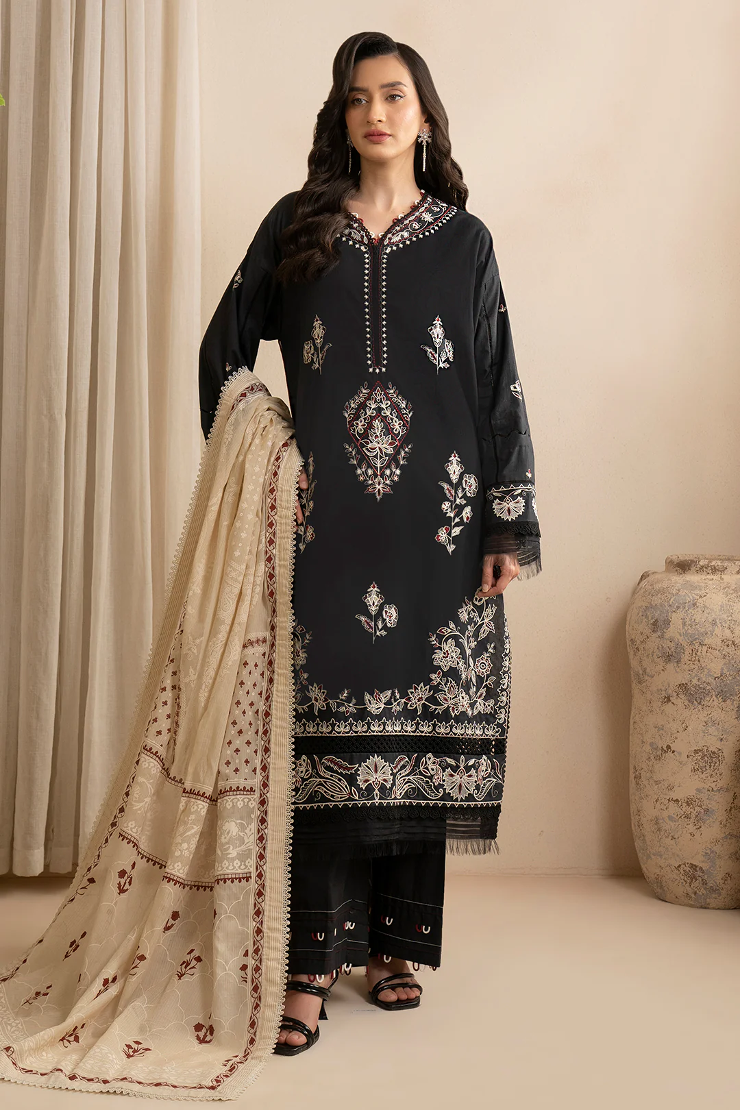 Embroidered Shirt Shalwar Dupatta - 0362 - Image 2