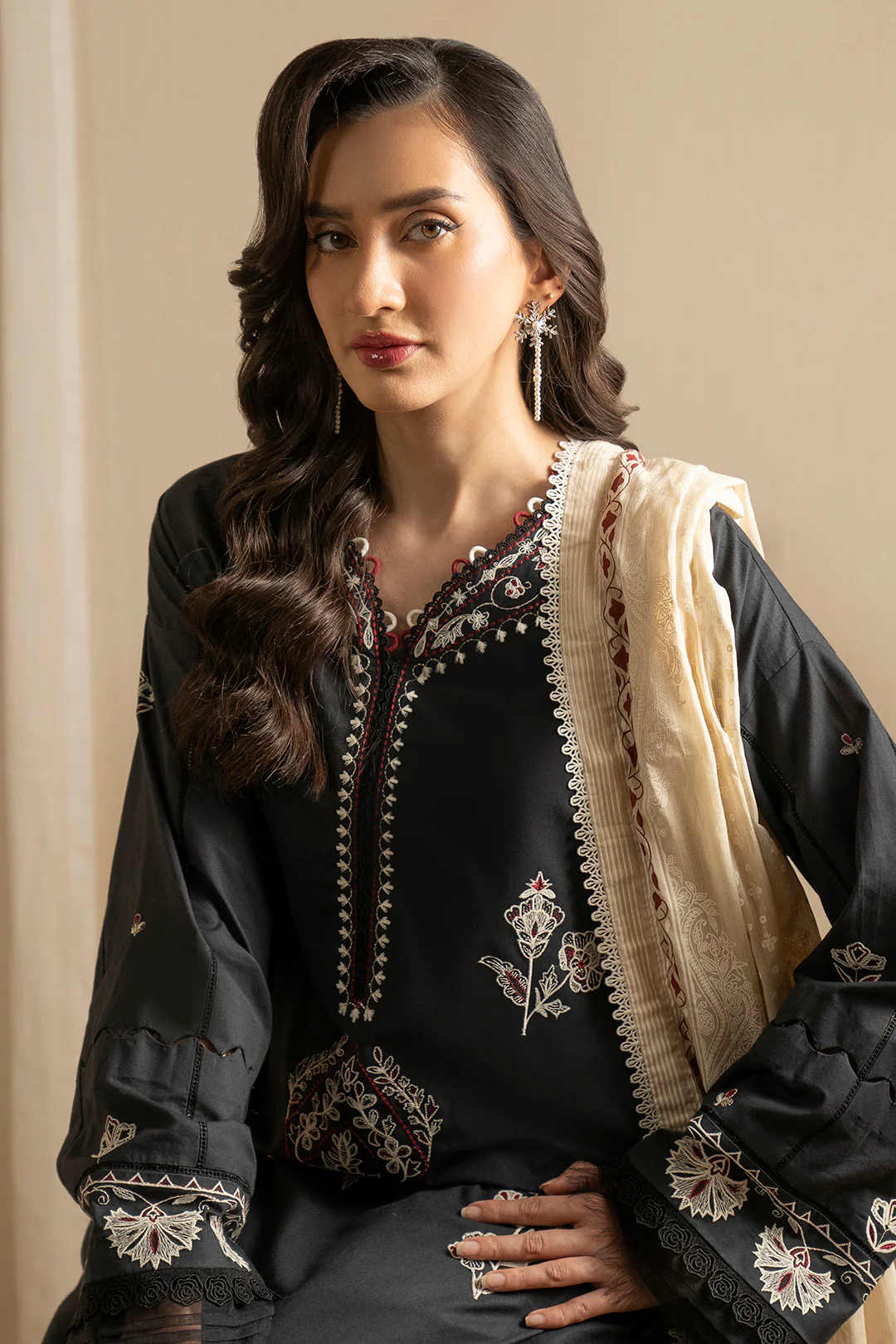 Embroidered Shirt Shalwar Dupatta - 0362 - Image 3