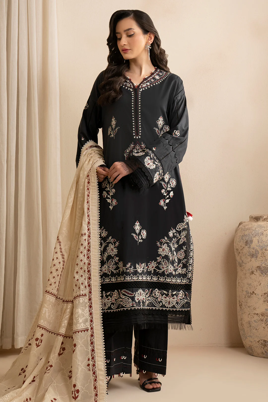 Embroidered Shirt Shalwar Dupatta - 0362 - Image 4