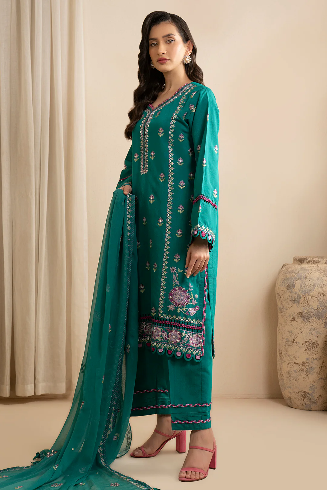 Embroidered Shirt Shalwar Dupatta - 0363 - Image 2