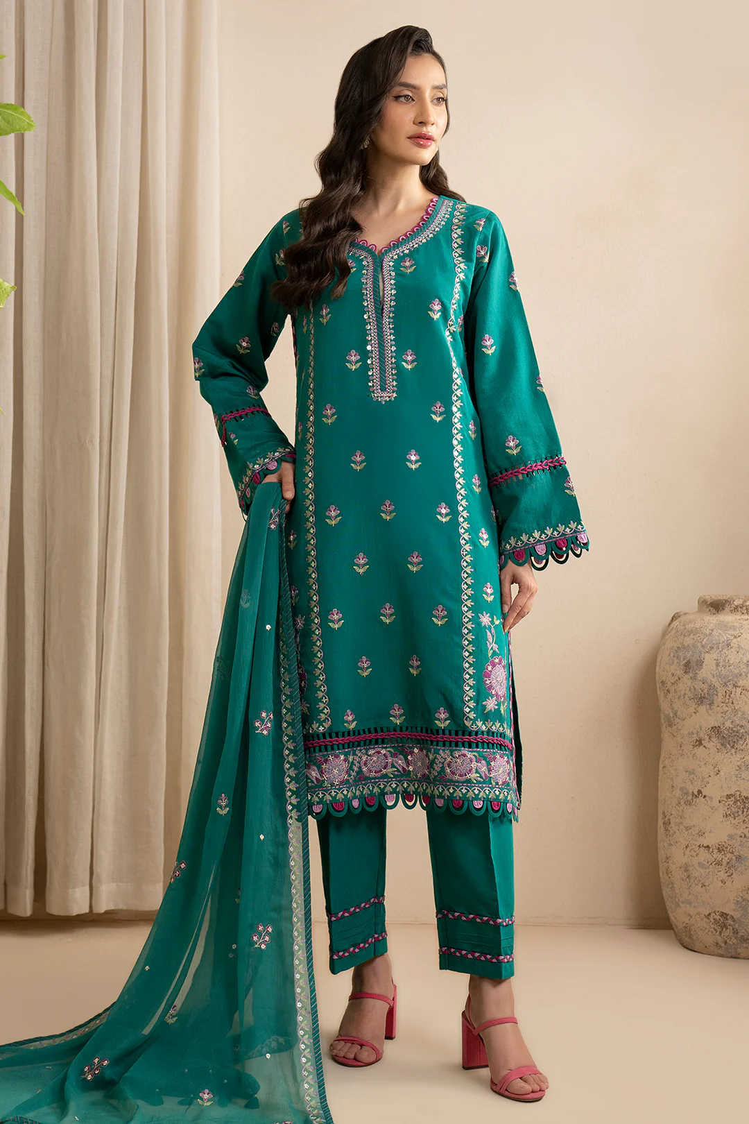 Embroidered Shirt Shalwar Dupatta - 0363 - Image 3
