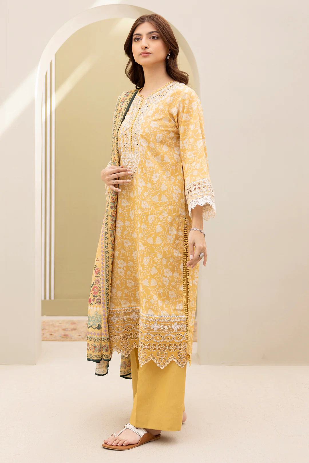 Embroidered Shirt Shalwar Dupatta - 0398 - Image 4