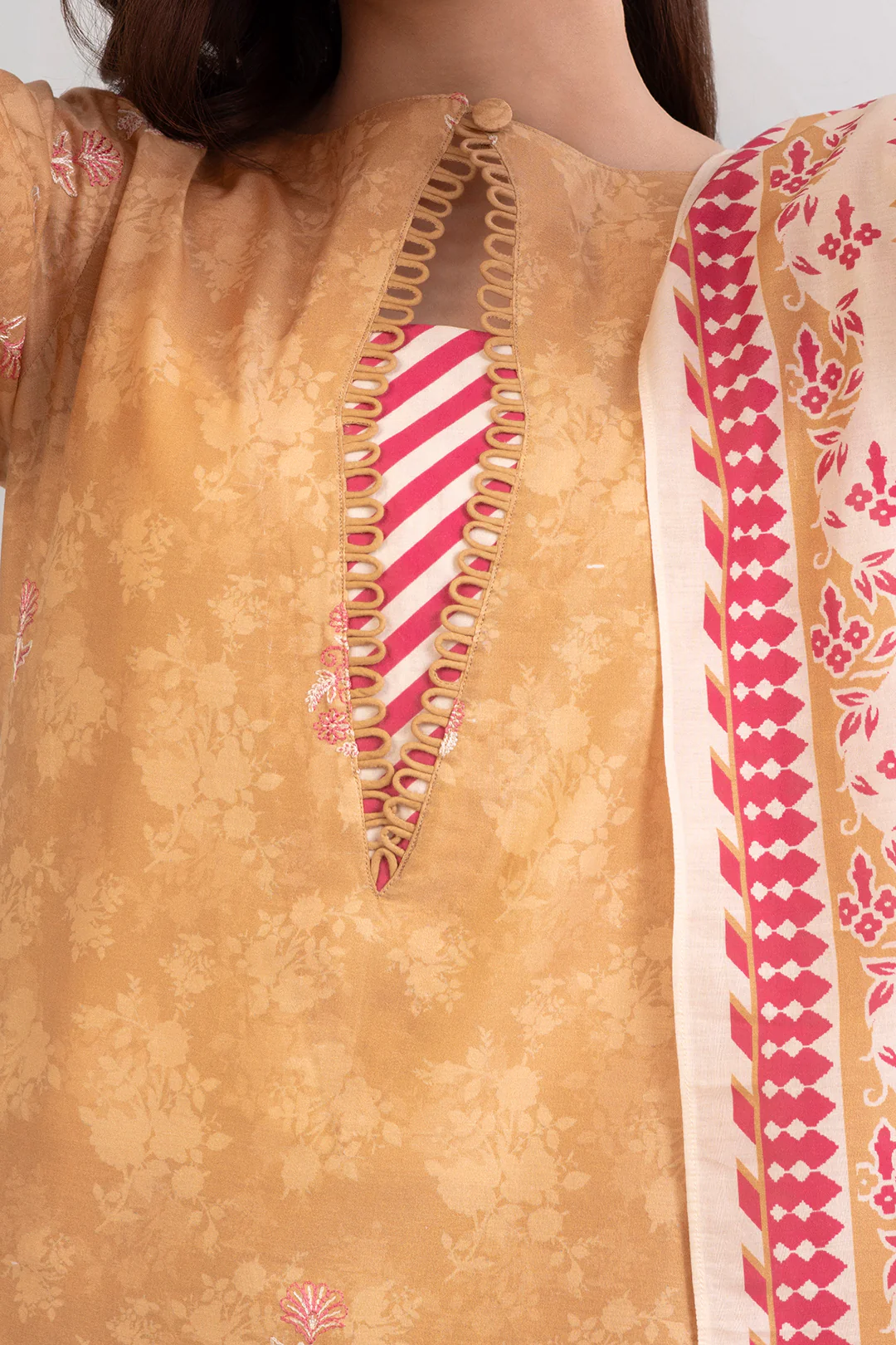 Embroidered Shirt Shalwar Dupatta - 0401 - Image 3