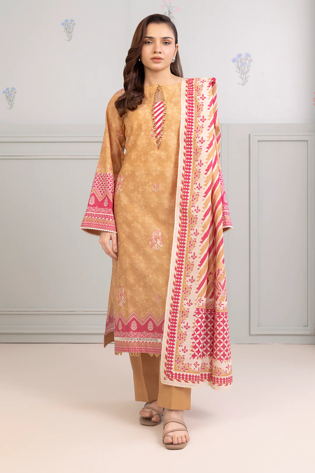 Embroidered Shirt Shalwar Dupatta - 0401 - Image 4