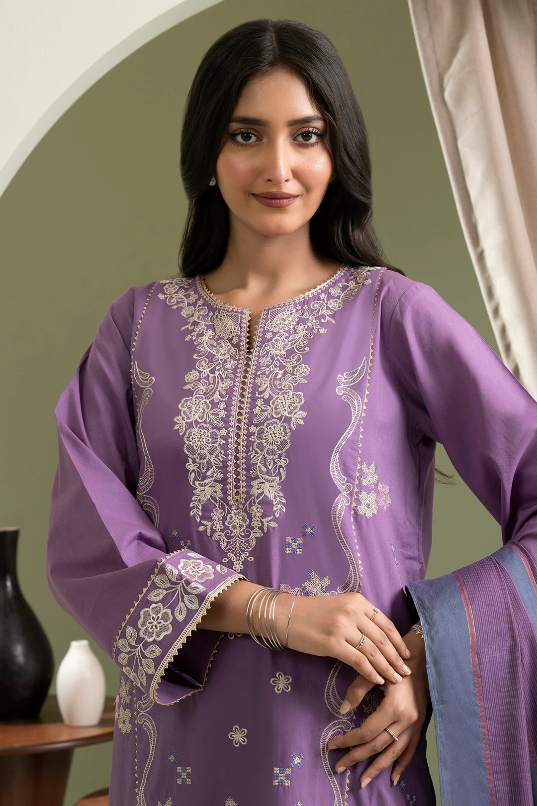 Embroidered Shirt Shalwar Dupatta - 0404 - Image 2