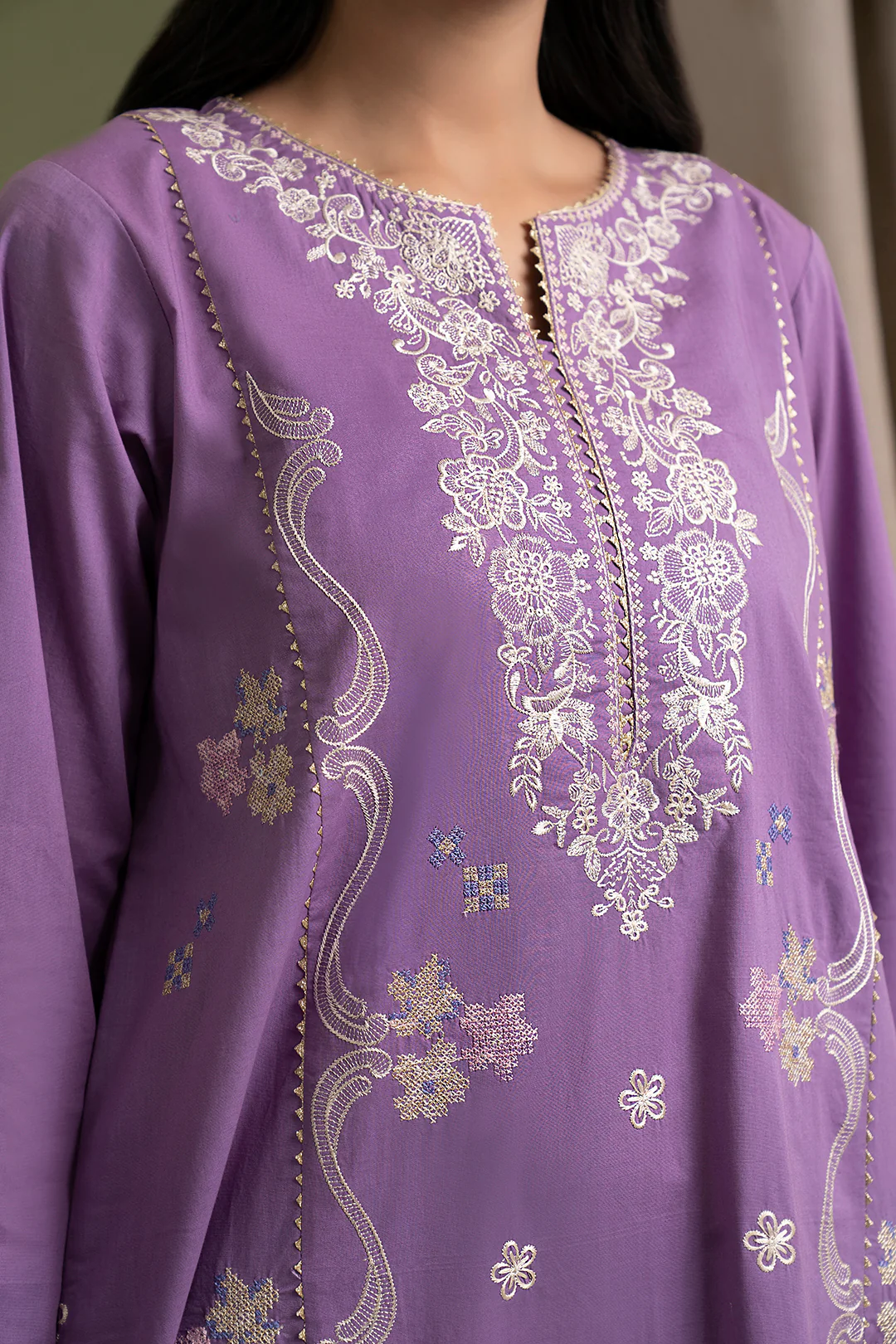Embroidered Shirt Shalwar Dupatta - 0404 - Image 4