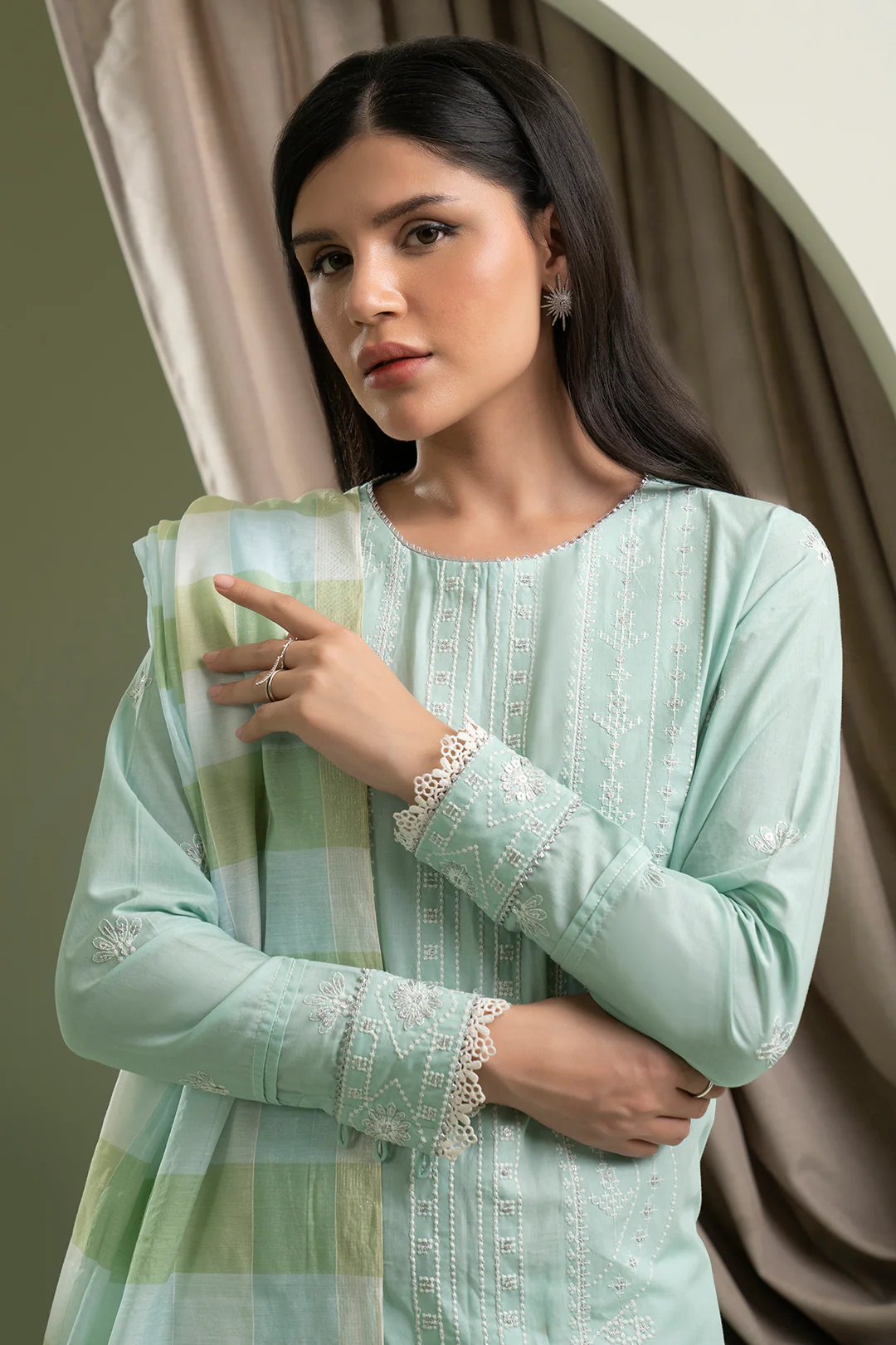 Embroidered Shirt Shalwar Dupatta - 0405 - Image 2