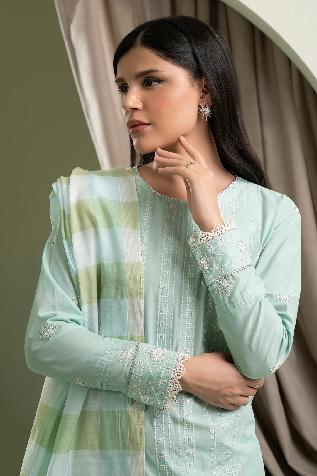 Embroidered Shirt Shalwar Dupatta - 0405 - Image 3