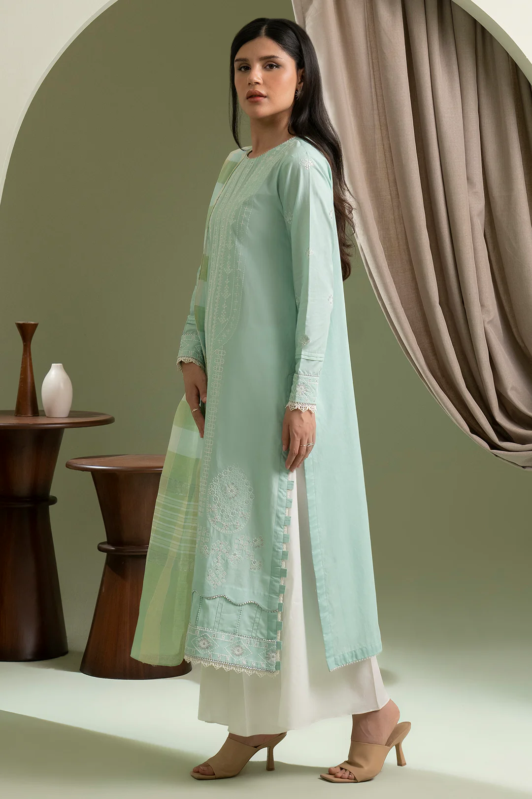 Embroidered Shirt Shalwar Dupatta - 0405 - Image 7