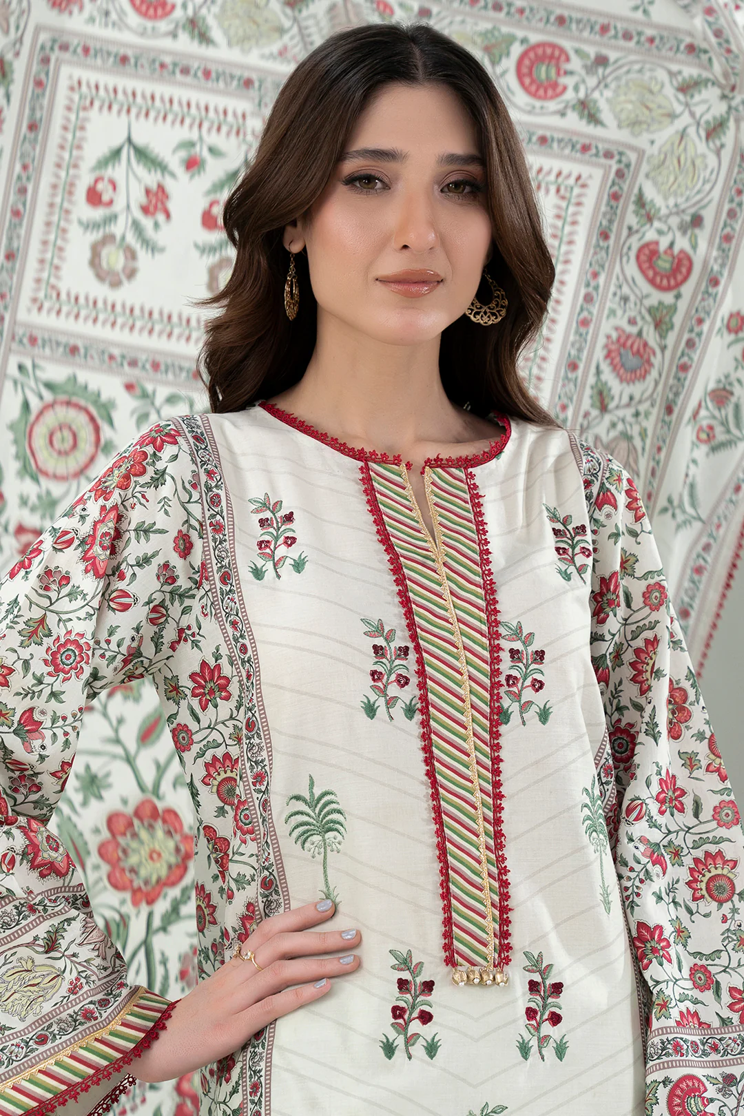 Embroidered Shirt Shalwar Dupatta - 0458 - Image 2