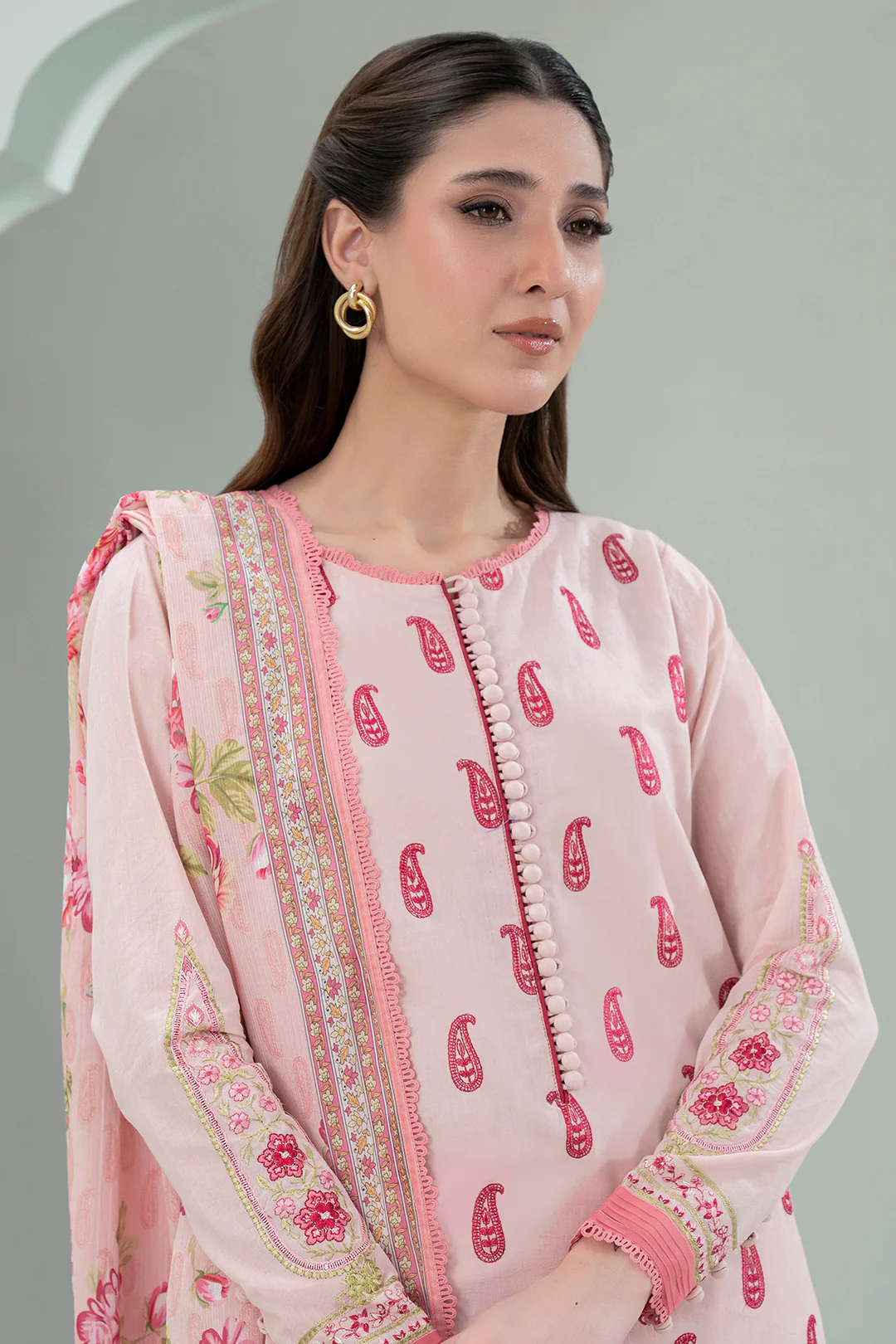 Embroidered Shirt Shalwar Dupatta - 0462 - Image 2