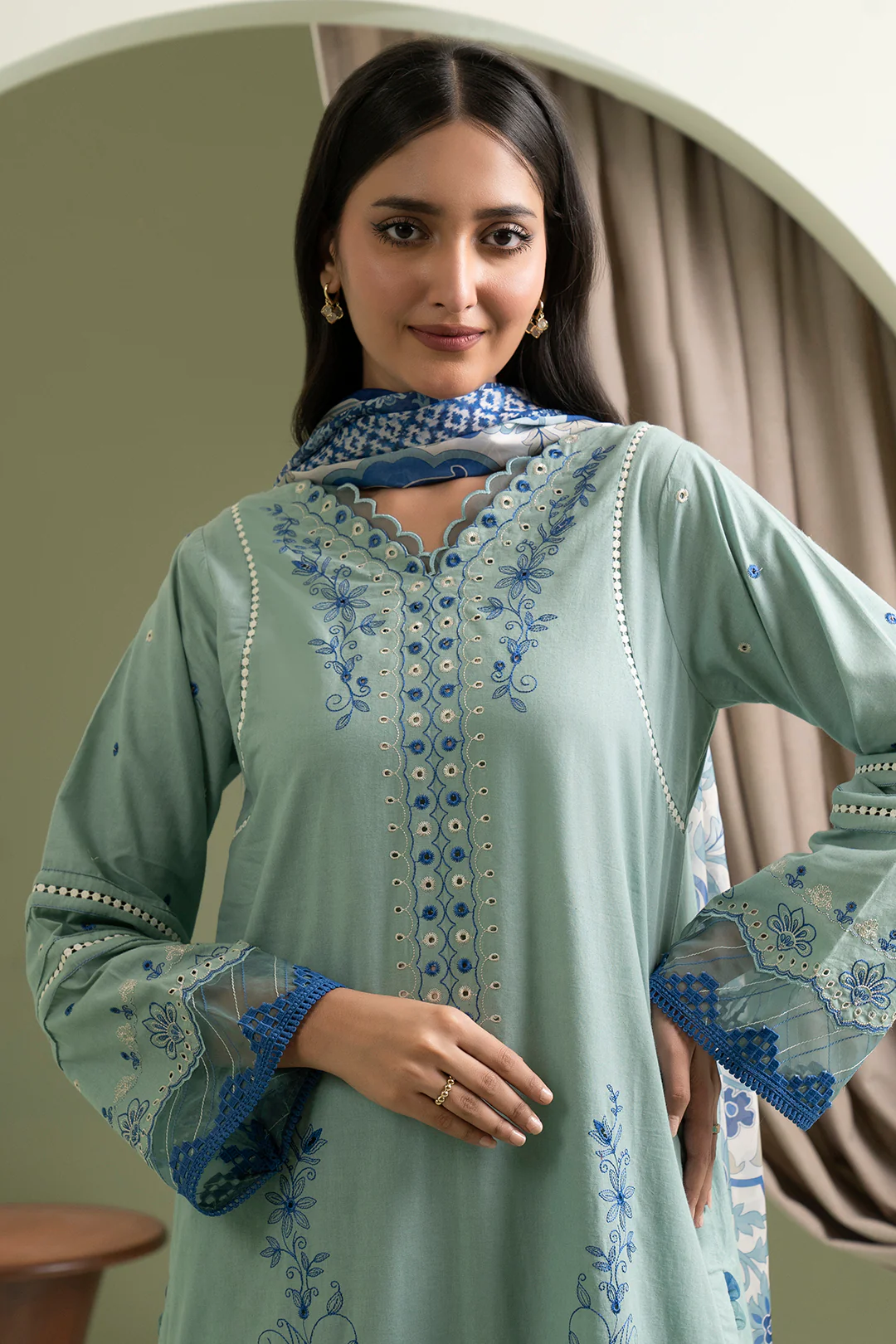 Embroidered Shirt Shalwar Dupatta - 0463 - Image 2