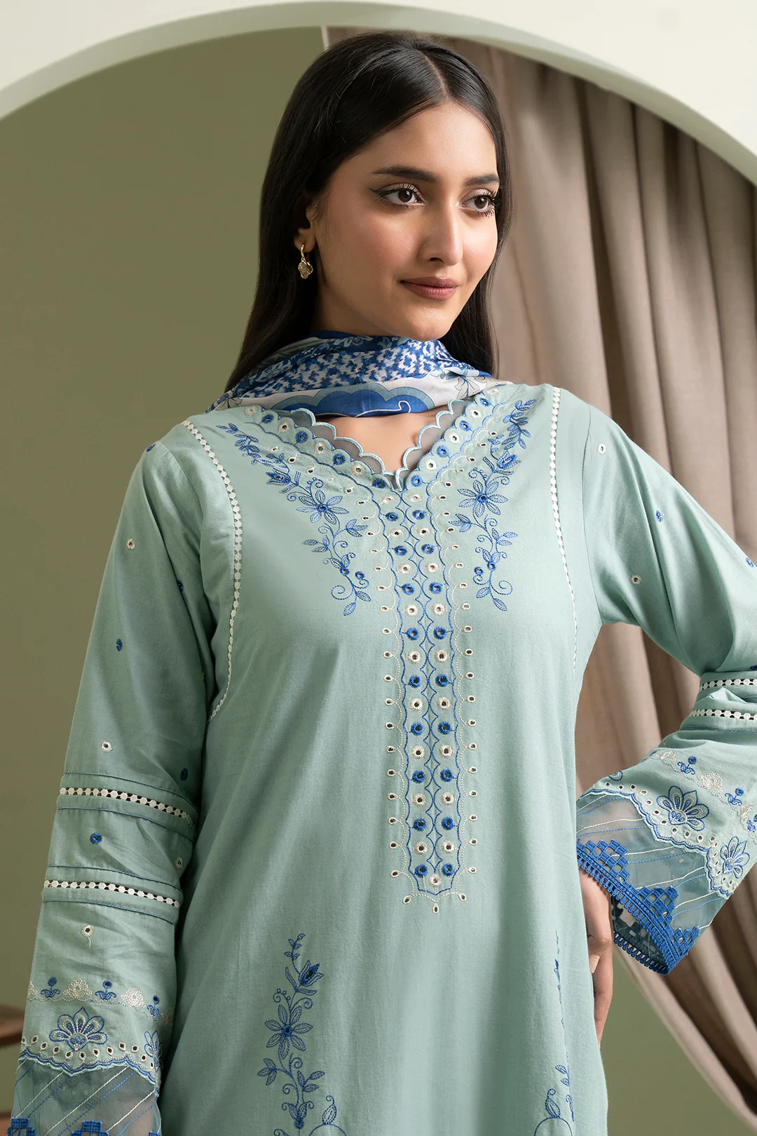 Embroidered Shirt Shalwar Dupatta - 0463 - Image 3