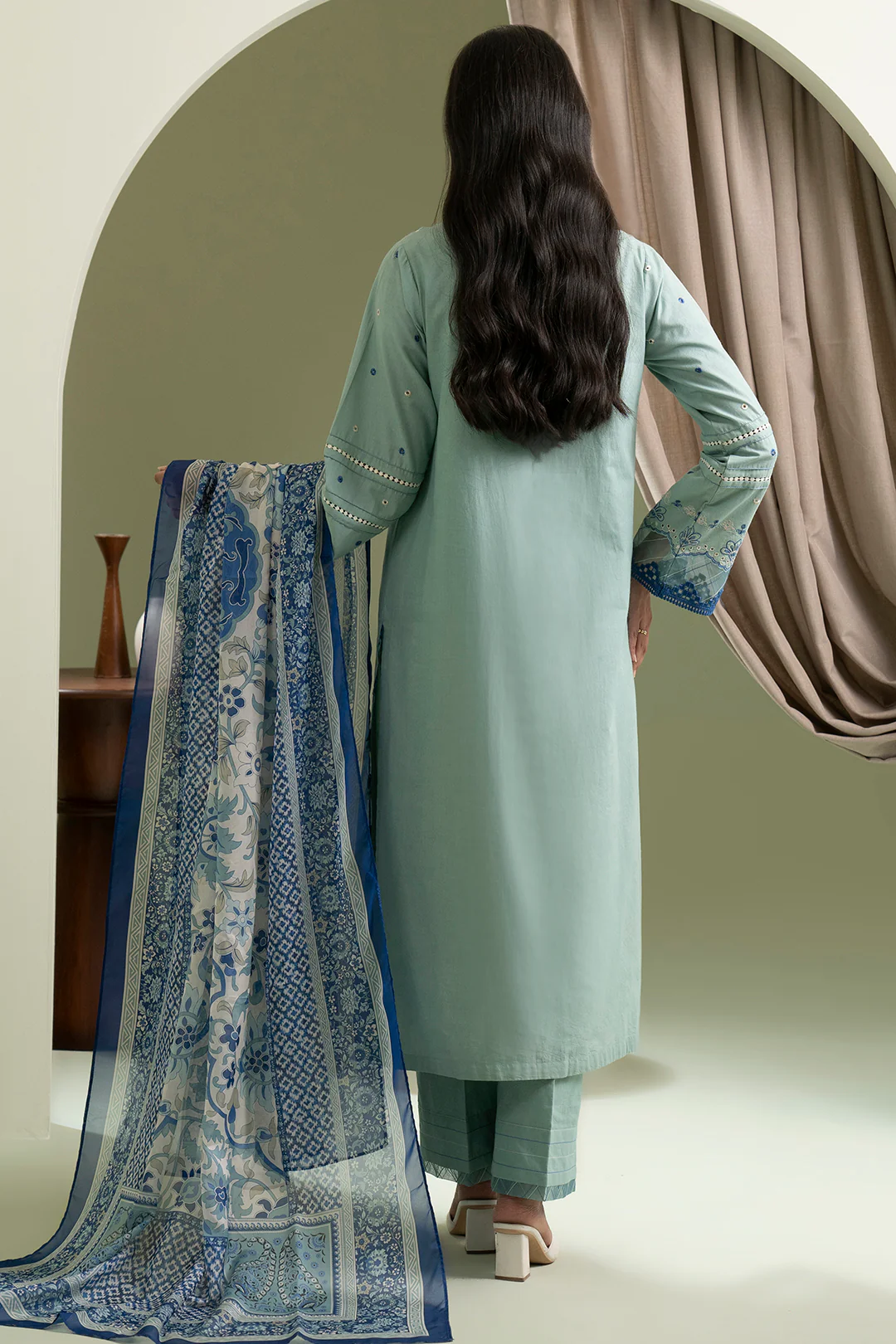 Embroidered Shirt Shalwar Dupatta - 0463 - Image 9