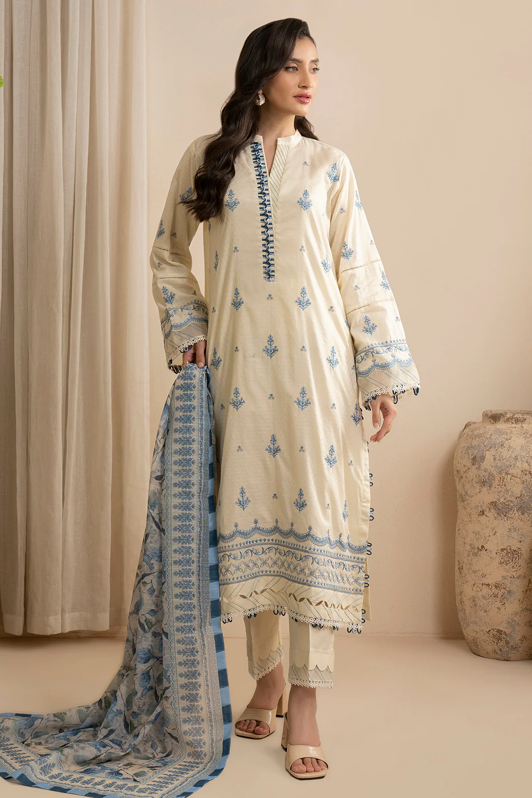 Embroidered Shirt Shalwar Dupatta - 0465 - Image 7