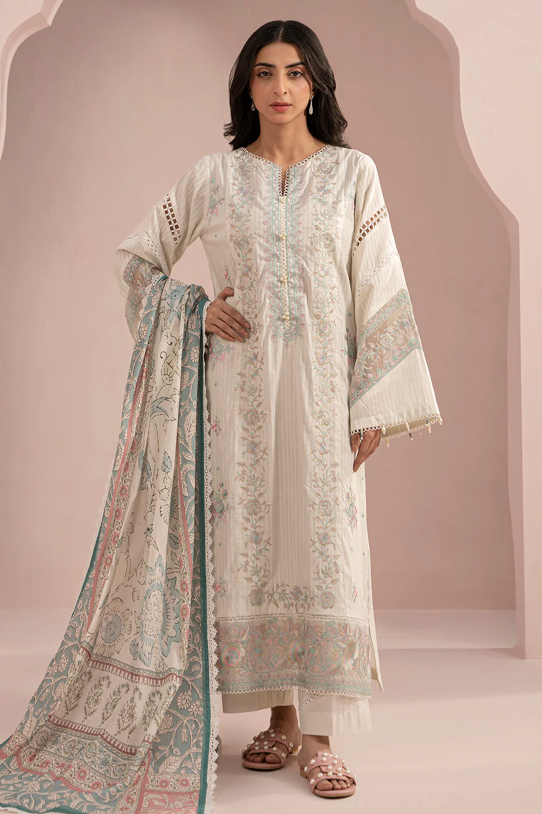 Embroidered Shirt Shalwar Dupatta - 0467 - Image 2