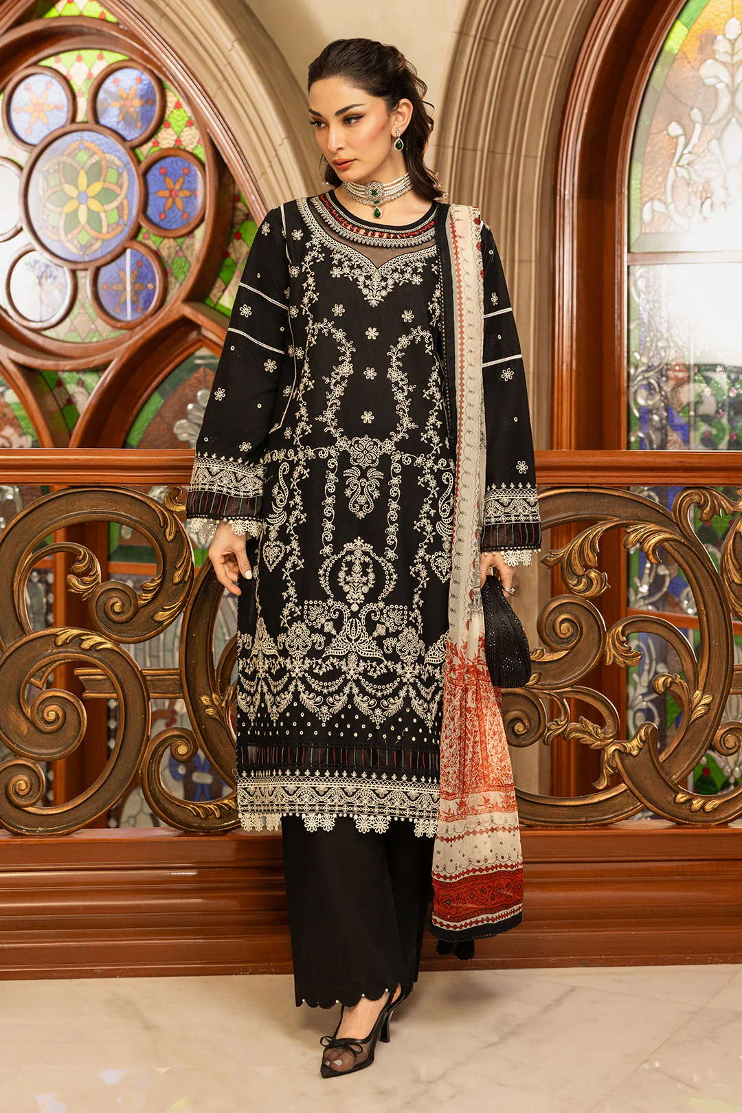 Embroidered Shirt Shalwar Dupatta - 0468 - Image 3