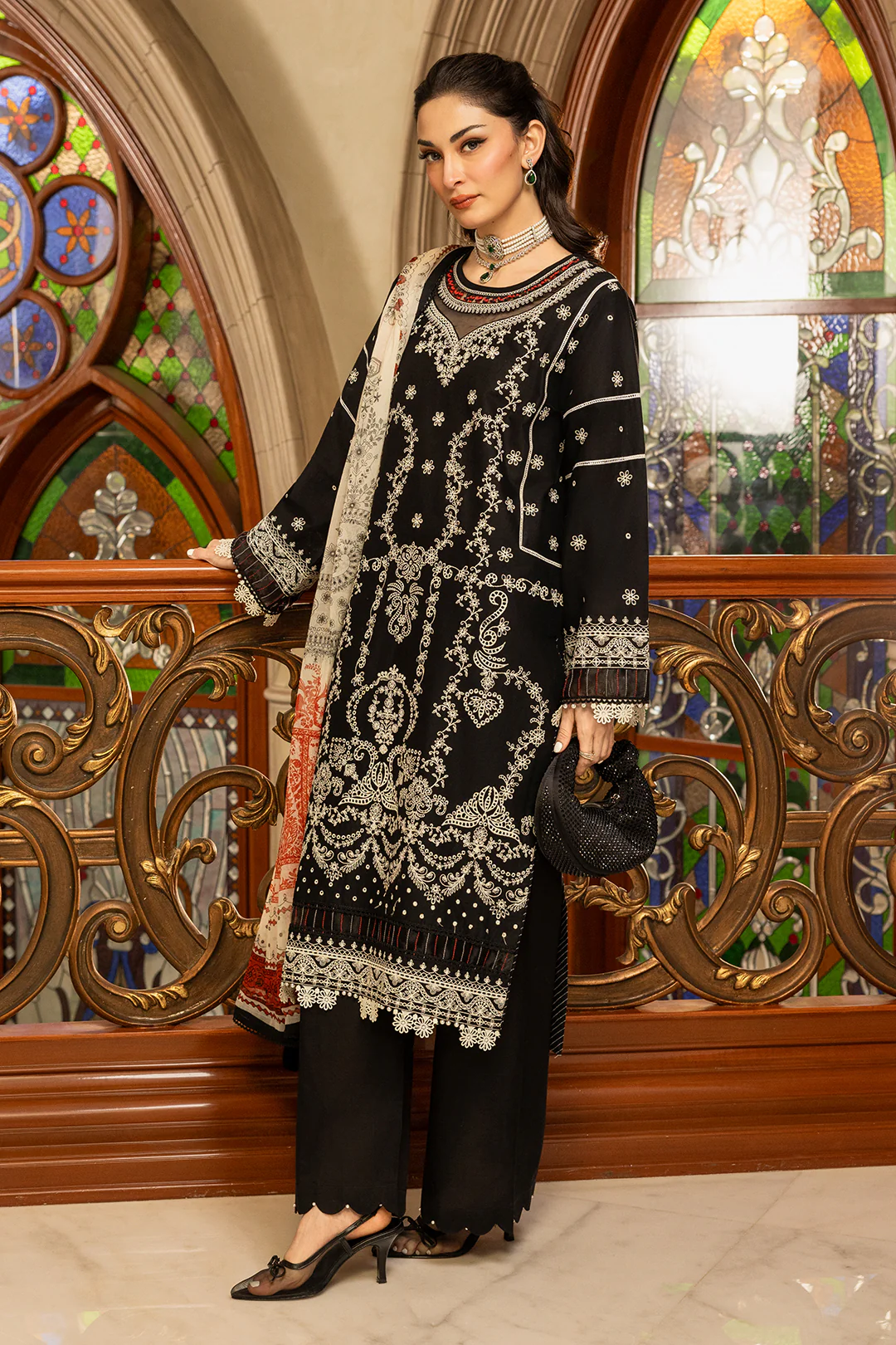 Embroidered Shirt Shalwar Dupatta - 0468 - Image 4