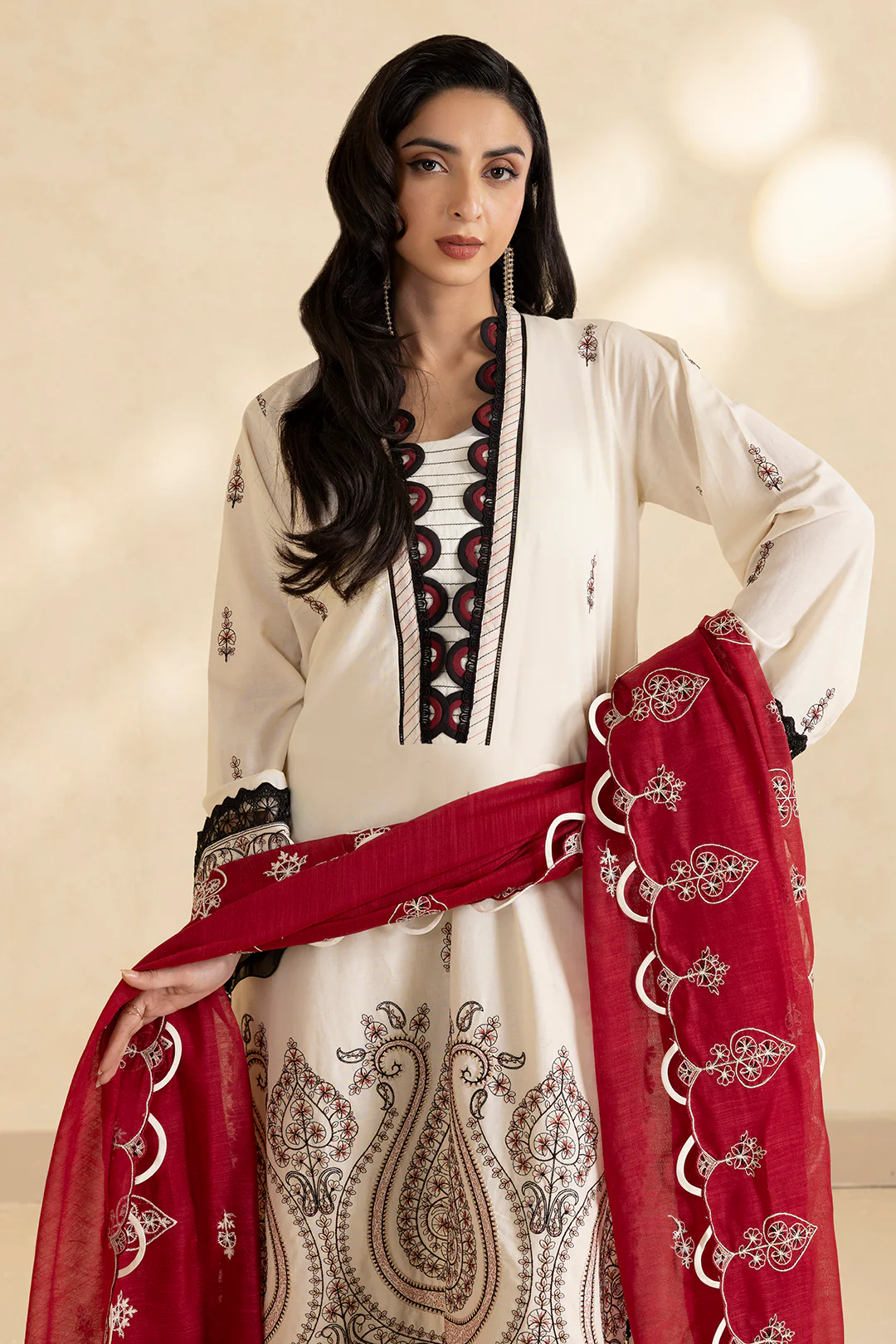 Embroidered Shirt Shalwar Dupatta - 0470 - Image 3