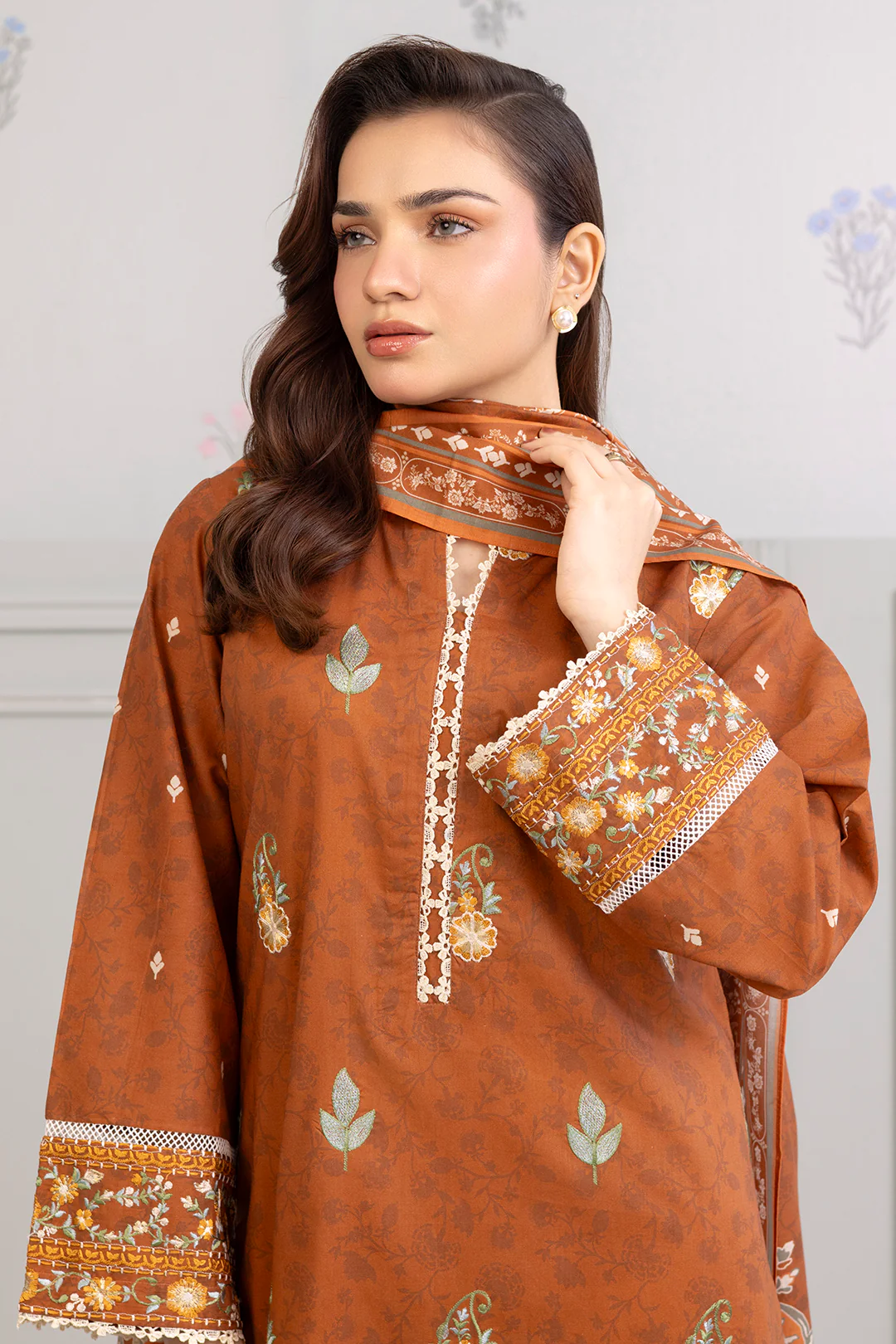Embroidered Shirt Shalwar Dupatta - 0522 - Image 2