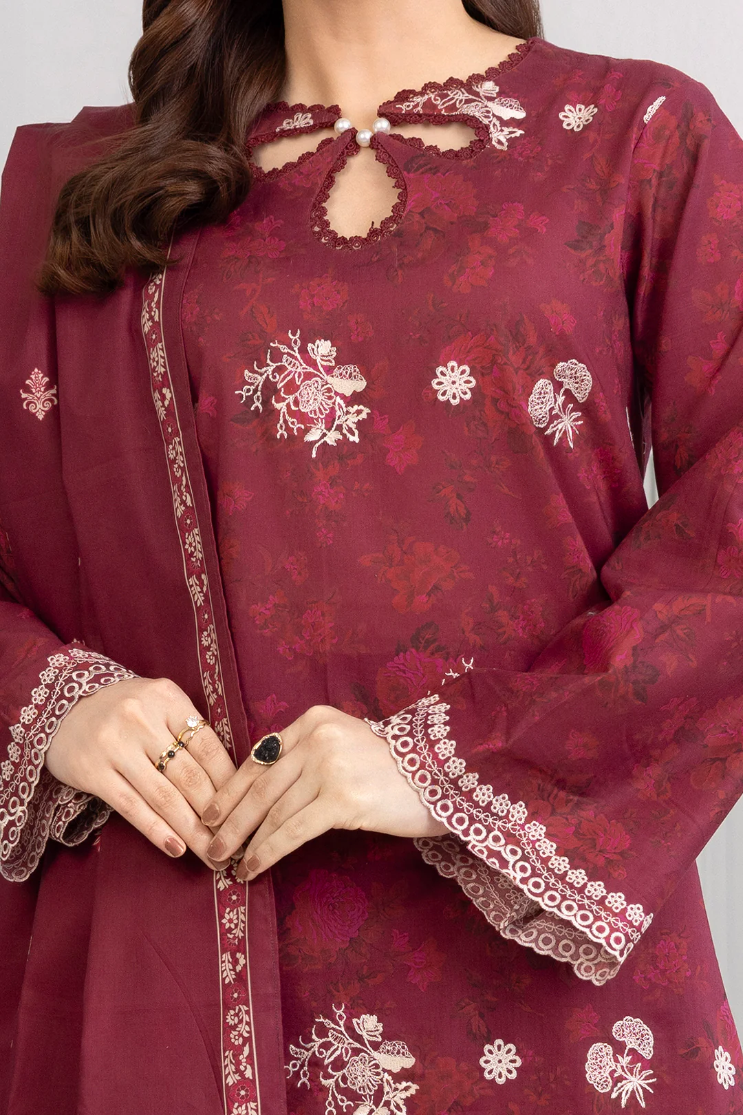 Embroidered Shirt Shalwar Dupatta - 0524 - Image 3