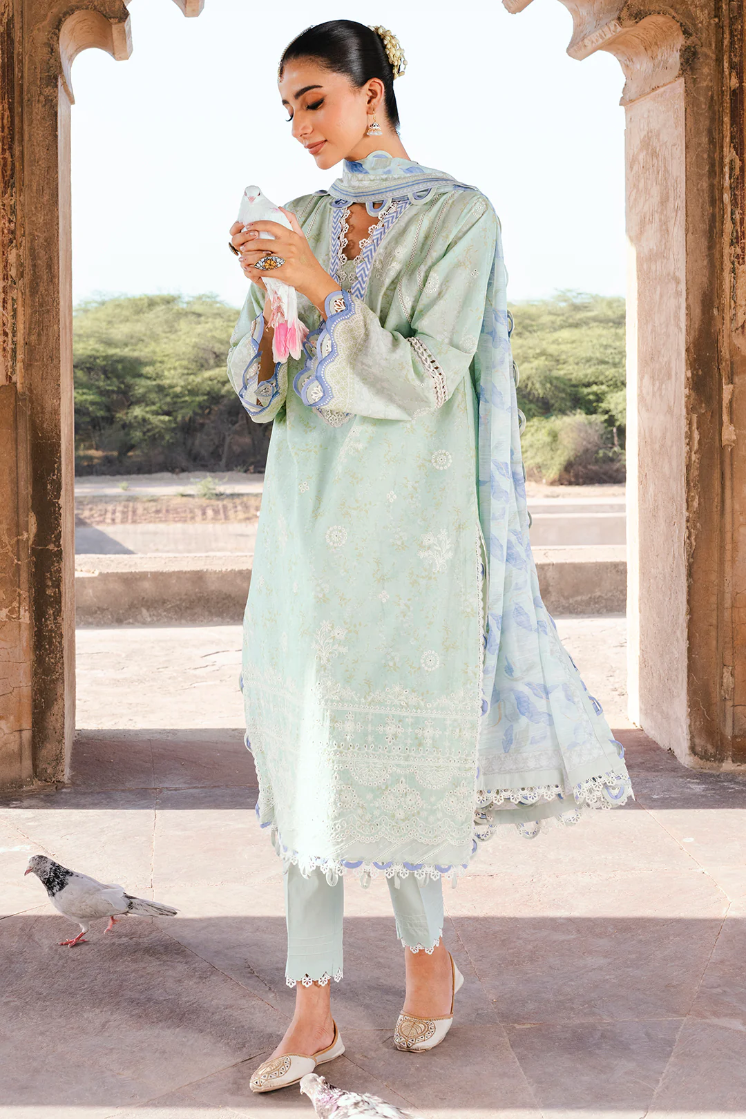 Embroidered Shirt Shalwar Dupatta - 0529 - Image 6