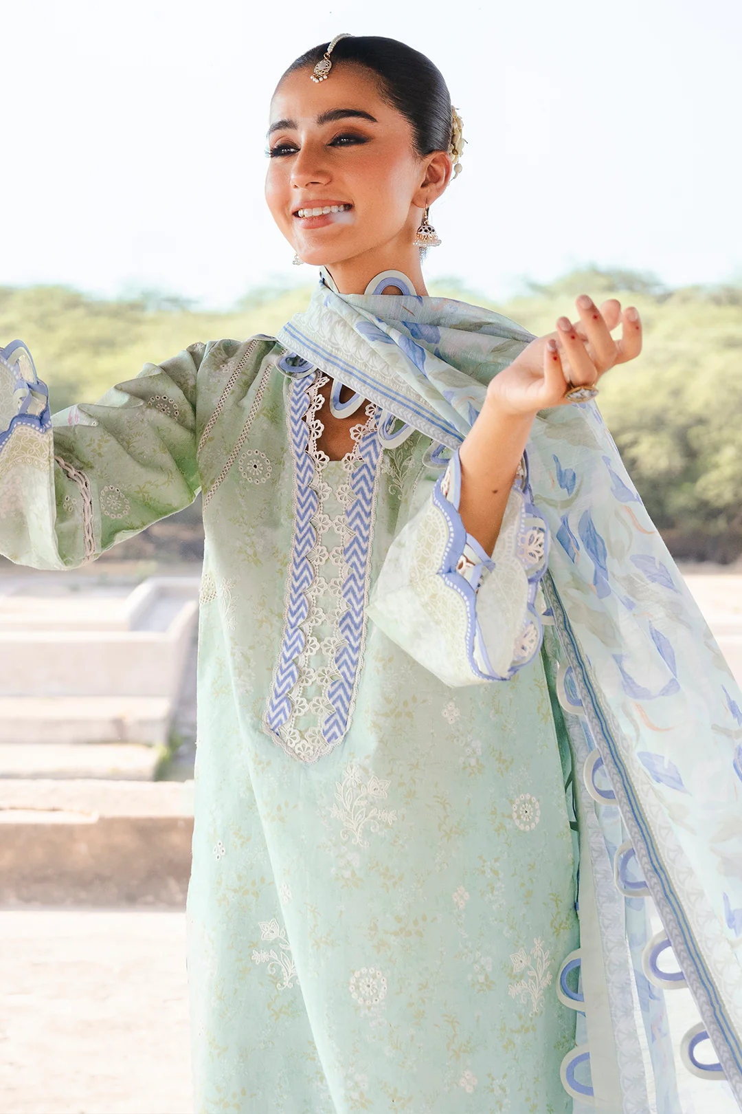 Embroidered Shirt Shalwar Dupatta - 0529 - Image 9