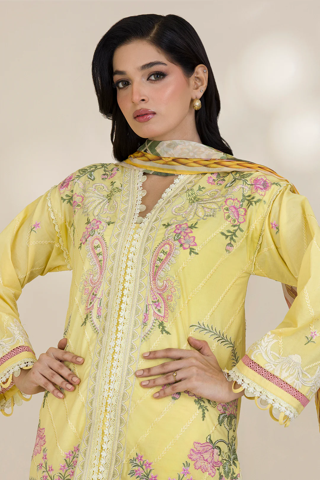 Embroidered Shirt Shalwar Dupatta - 0534 - Image 5